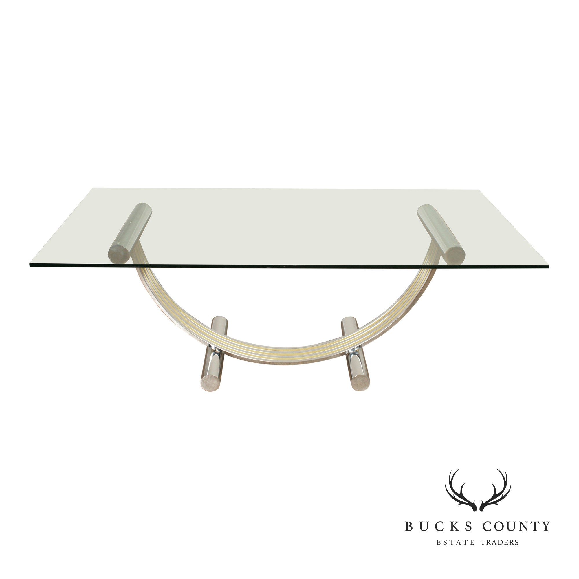 Italian Modern Glass Top Chrome Dining Table Renato Zevi