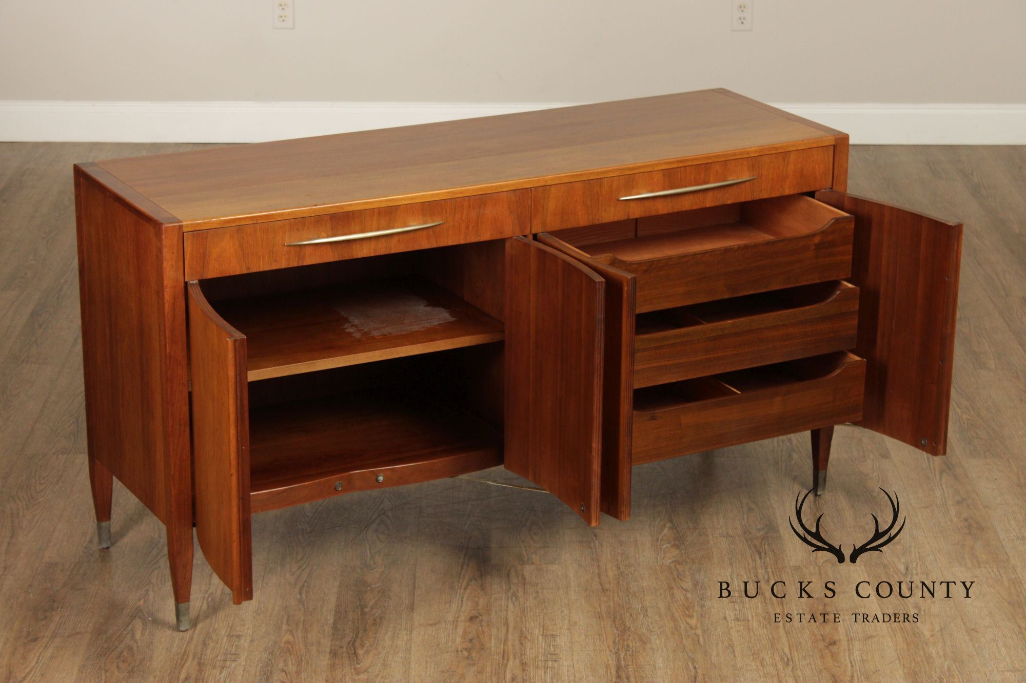 Milling Road by Baker Mid-Century Modern Walnut Credenza Sideboard