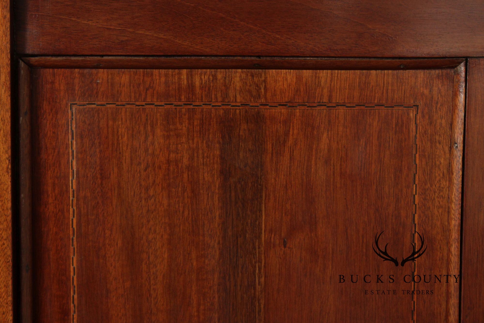 Arts & Crafts Style Carved Mahogany Full-Size Headboard