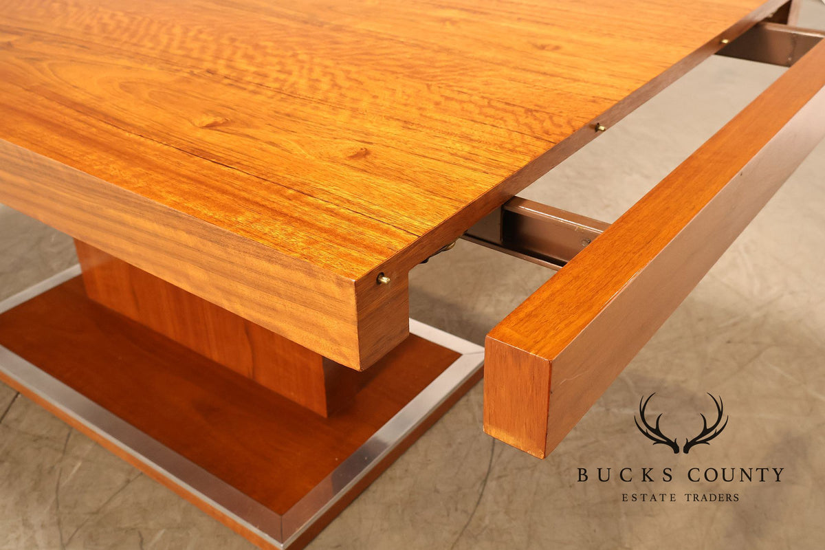 Milo Baughman Walnut Pedestal Dining Table