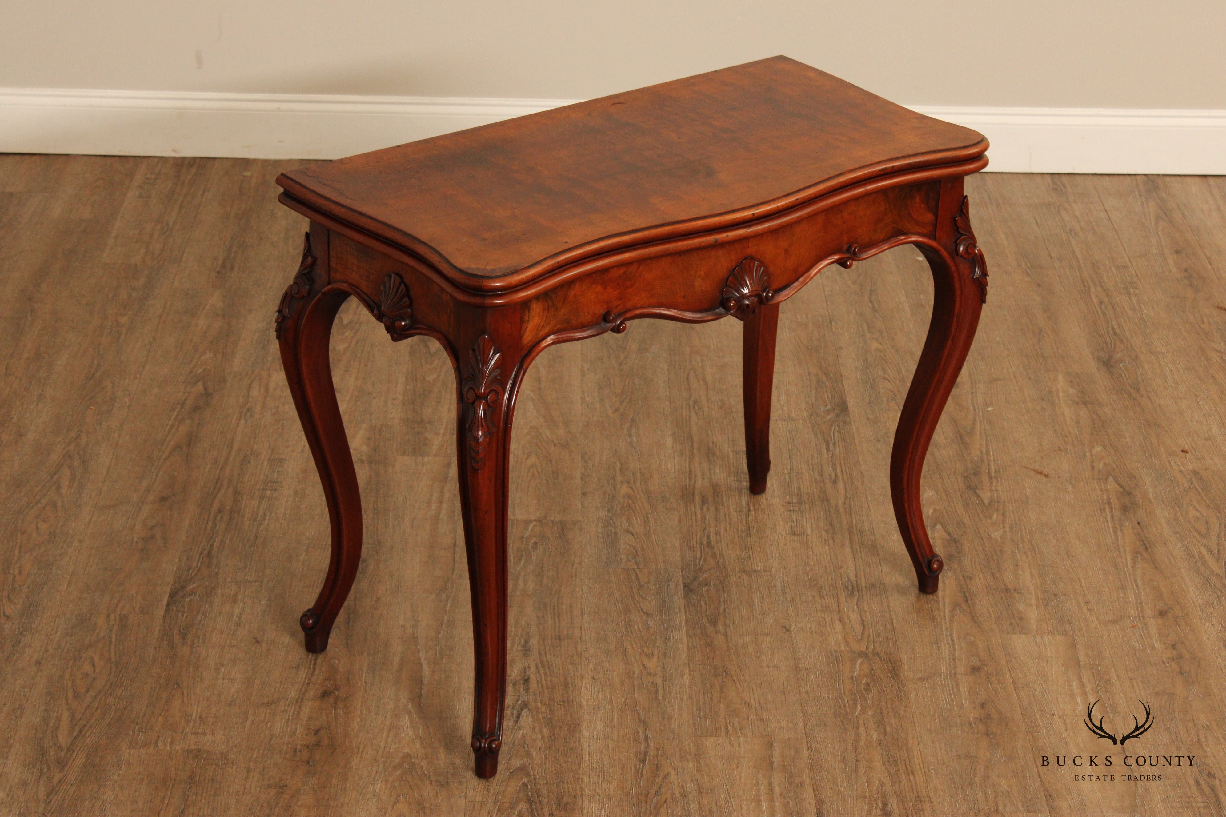 Antique French Louis XV Style Walnut Folding Card Table