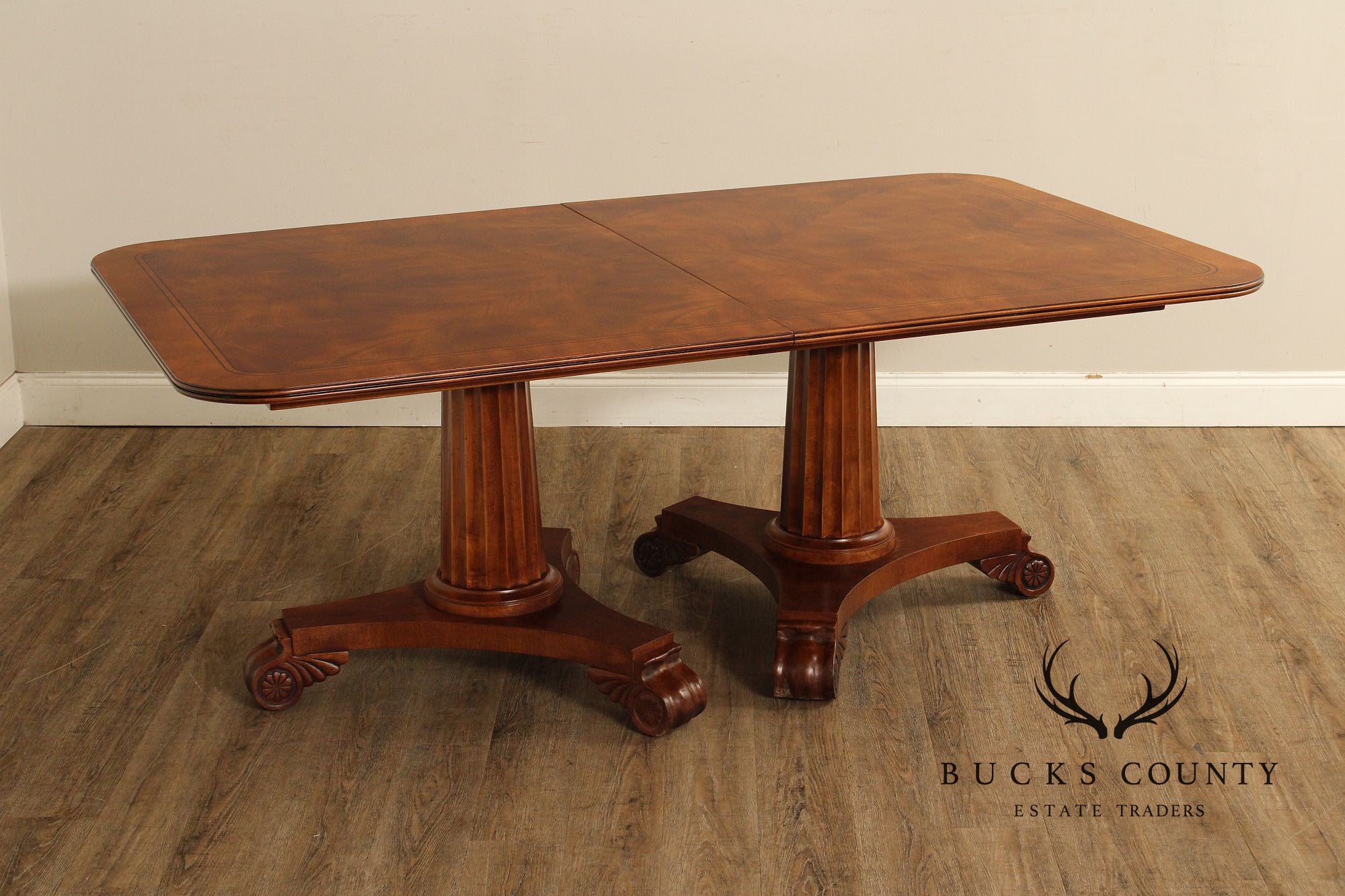 Empire Style Double Pedestal Mahogany Dining Table