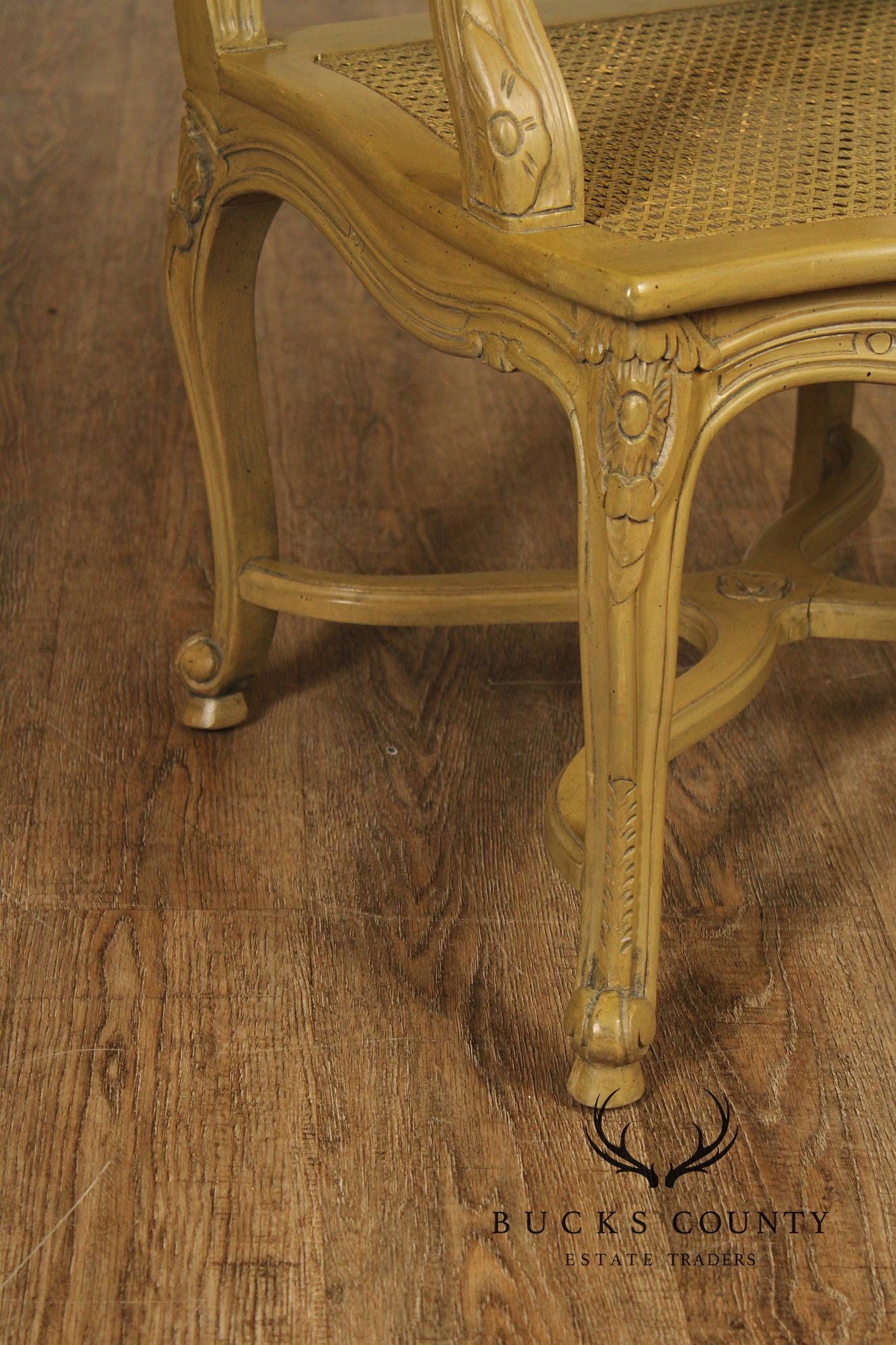 French Louis XV Style Caned Fauteuil Armchair