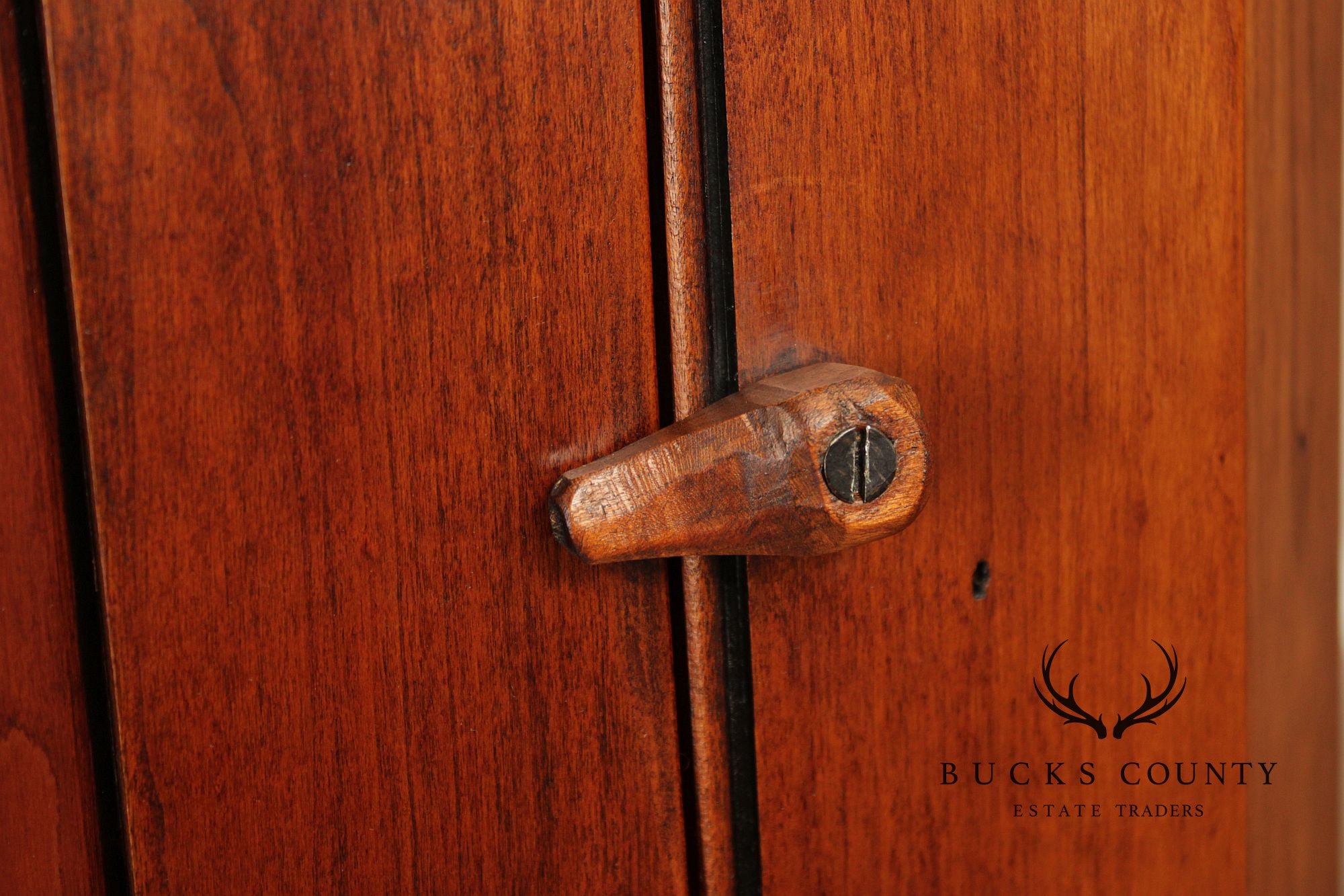 Primitive Two-Door Cherry Narrow Corner Cupboard