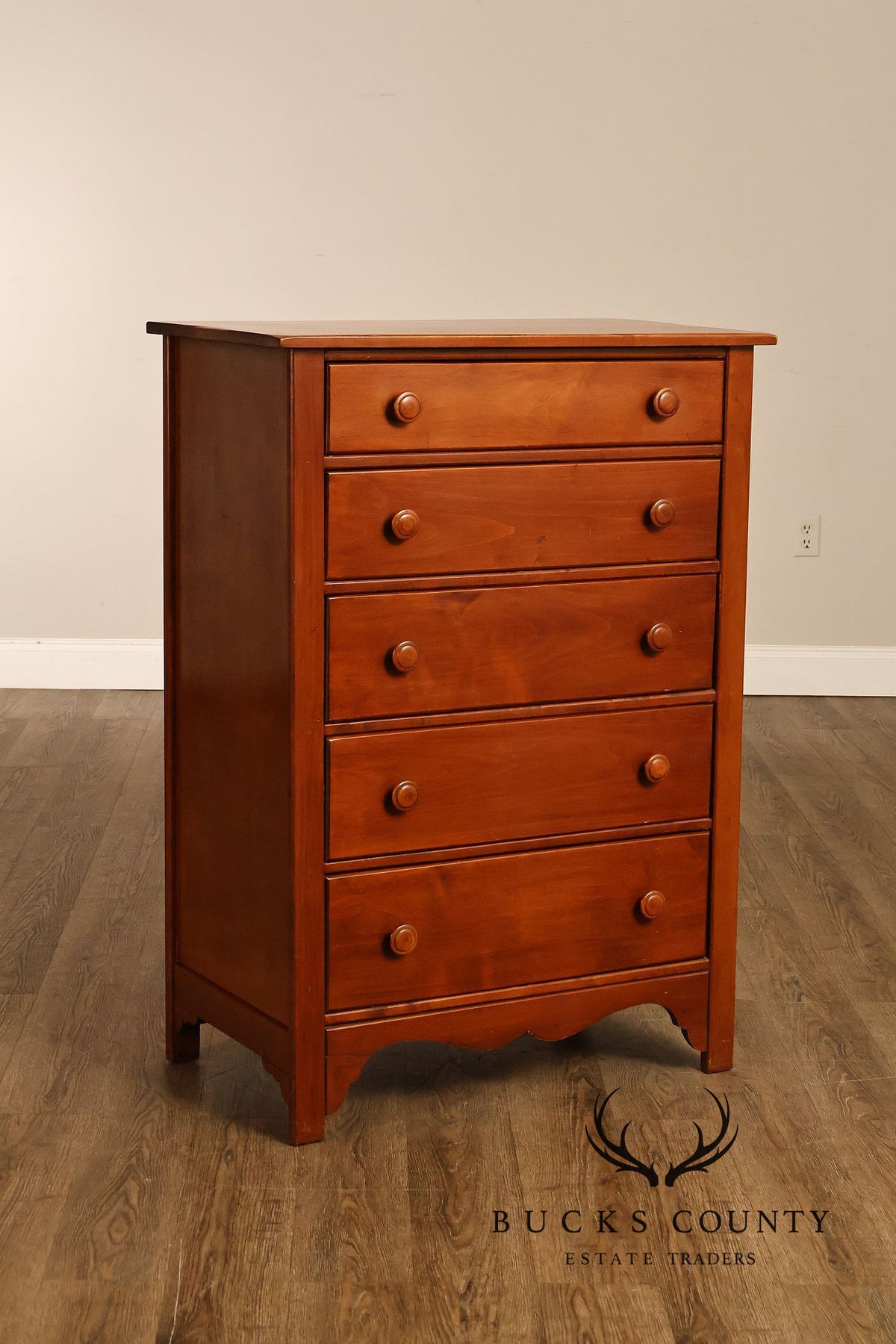 Traditional Cherry Five Drawer Tall Chest Of Drawers