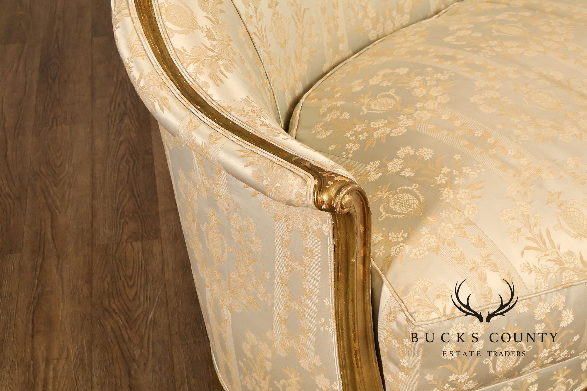 Antique French Louis XV Style Giltwood Upholstered Sofa