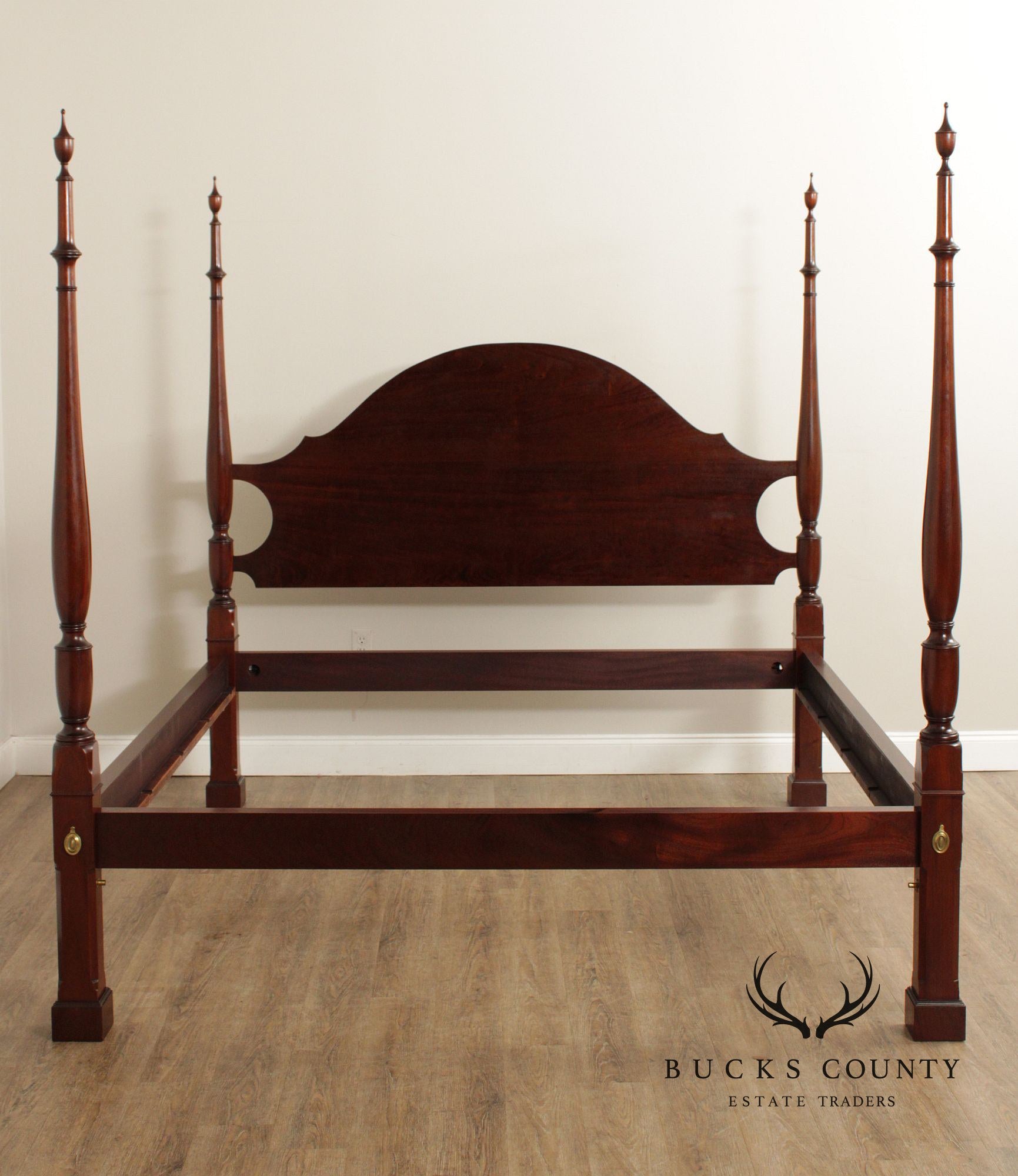 Custom Quality Federal Style Carved Mahogany California King Poster Bed Frame