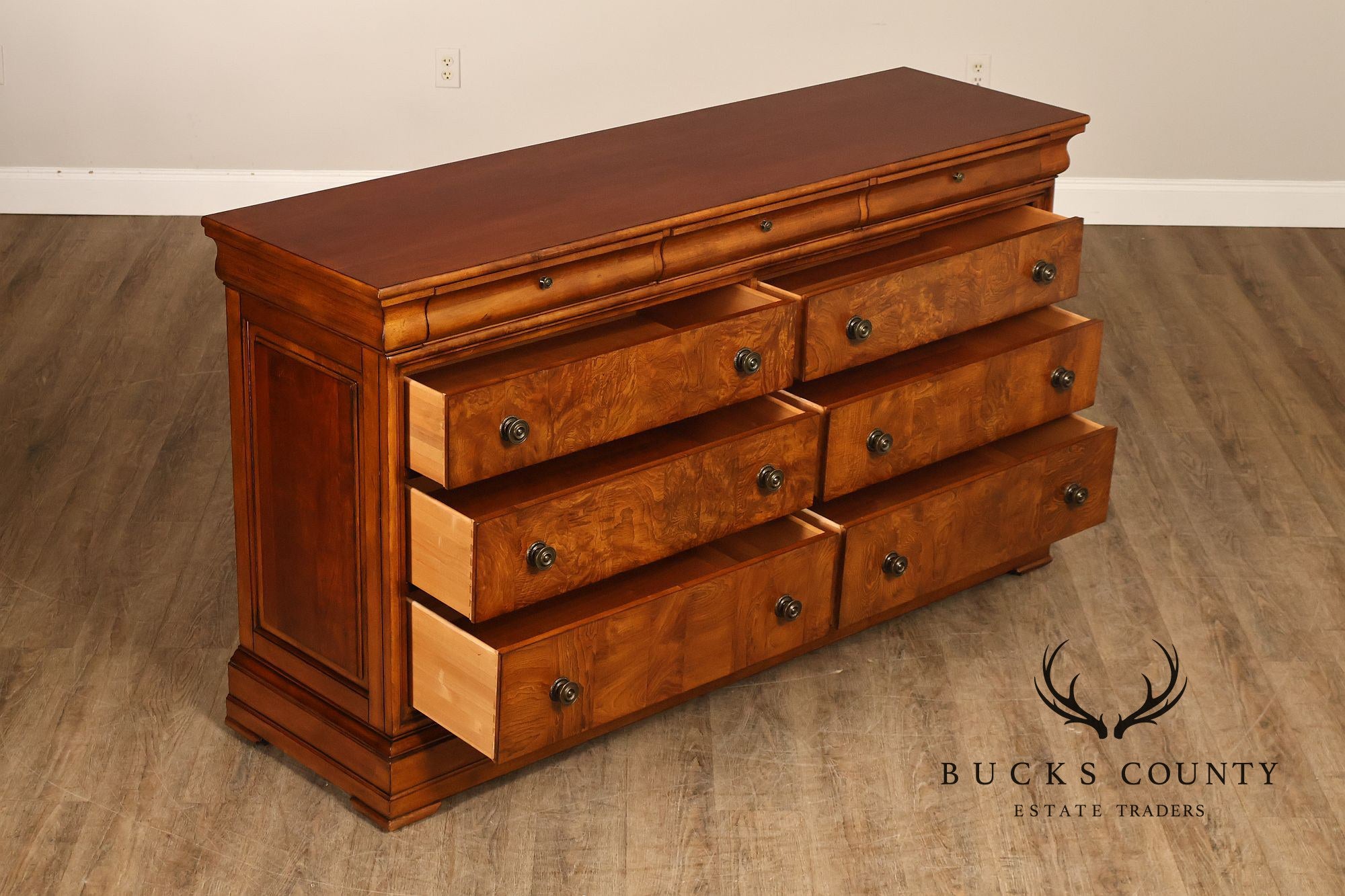 Ethan Allen 'Townhouse' Burlwood Double Dresser