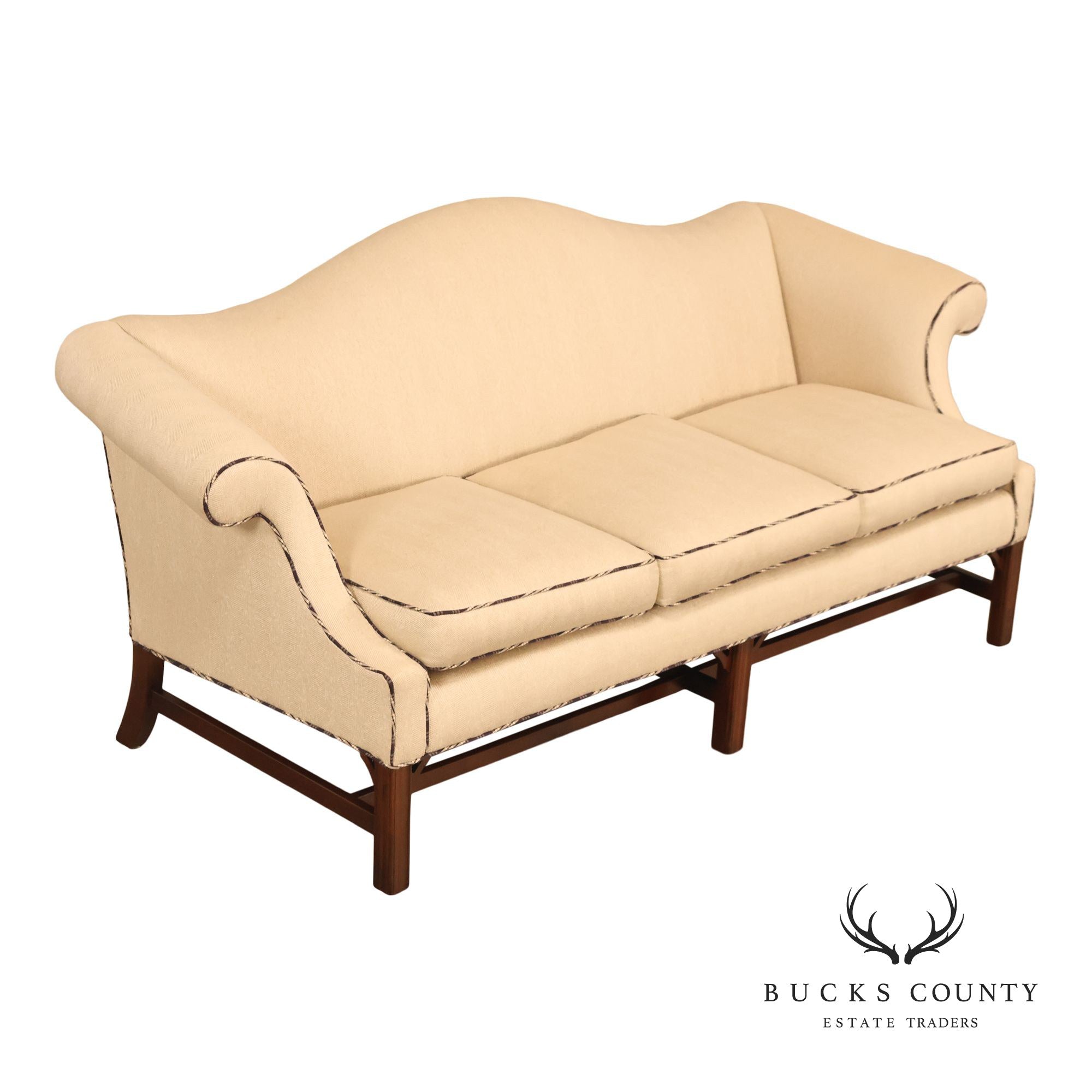 Ethan Allen Vintage Chippendale Style Upholstered Sofa