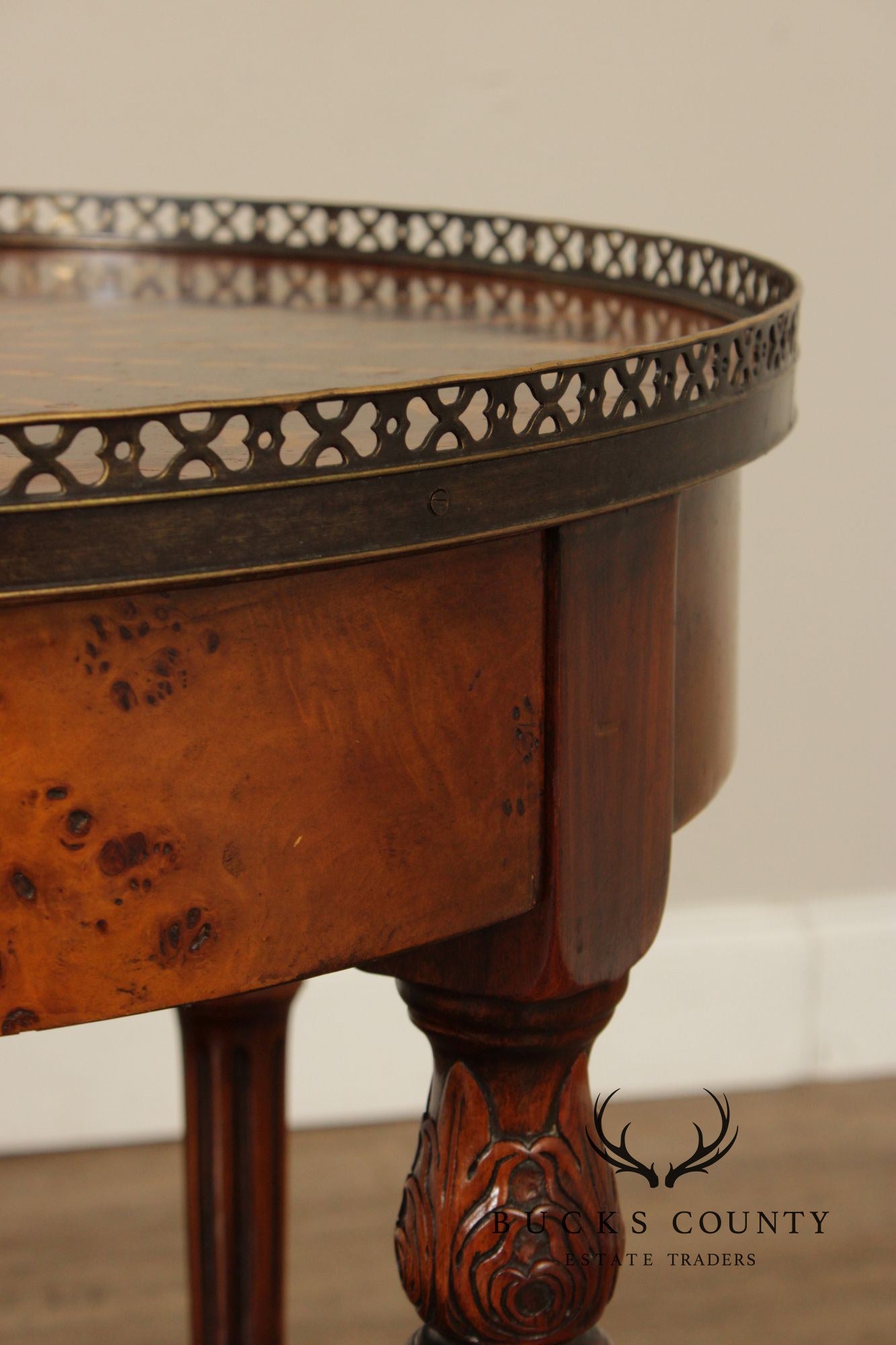 Theodore Alexander Round Two-Tier Inlaid Occasional Table