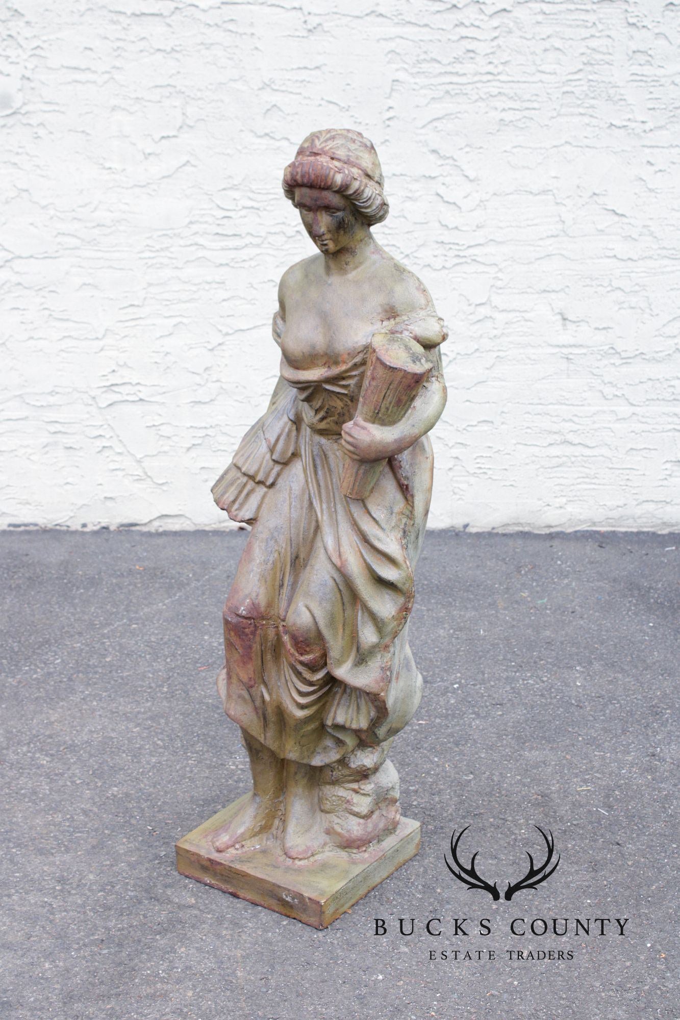 Vintage Cast Iron Garden Statue of a Lady