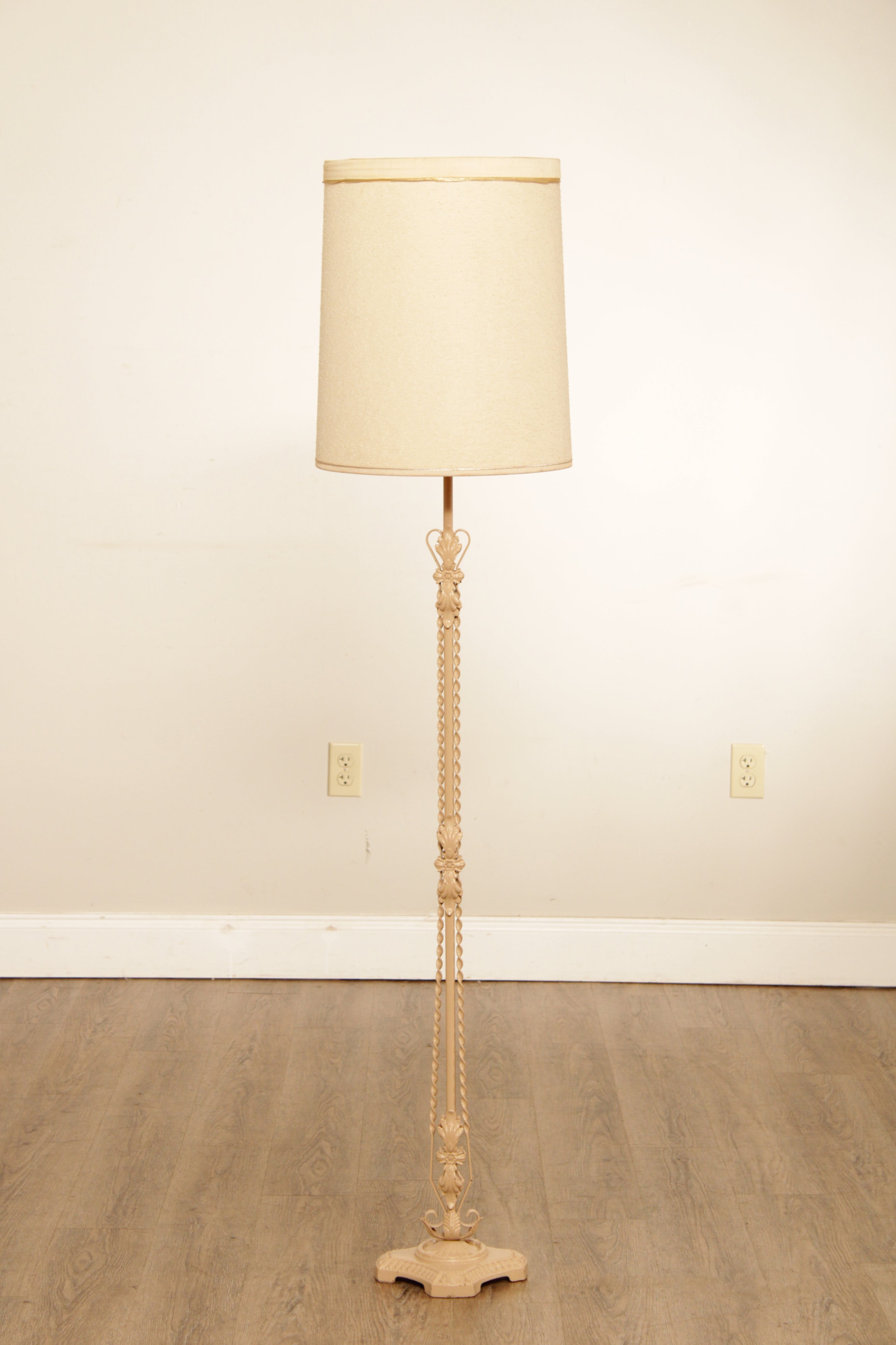 Victorian Style Painted Wrought Iron Two-Light Floor Lamp