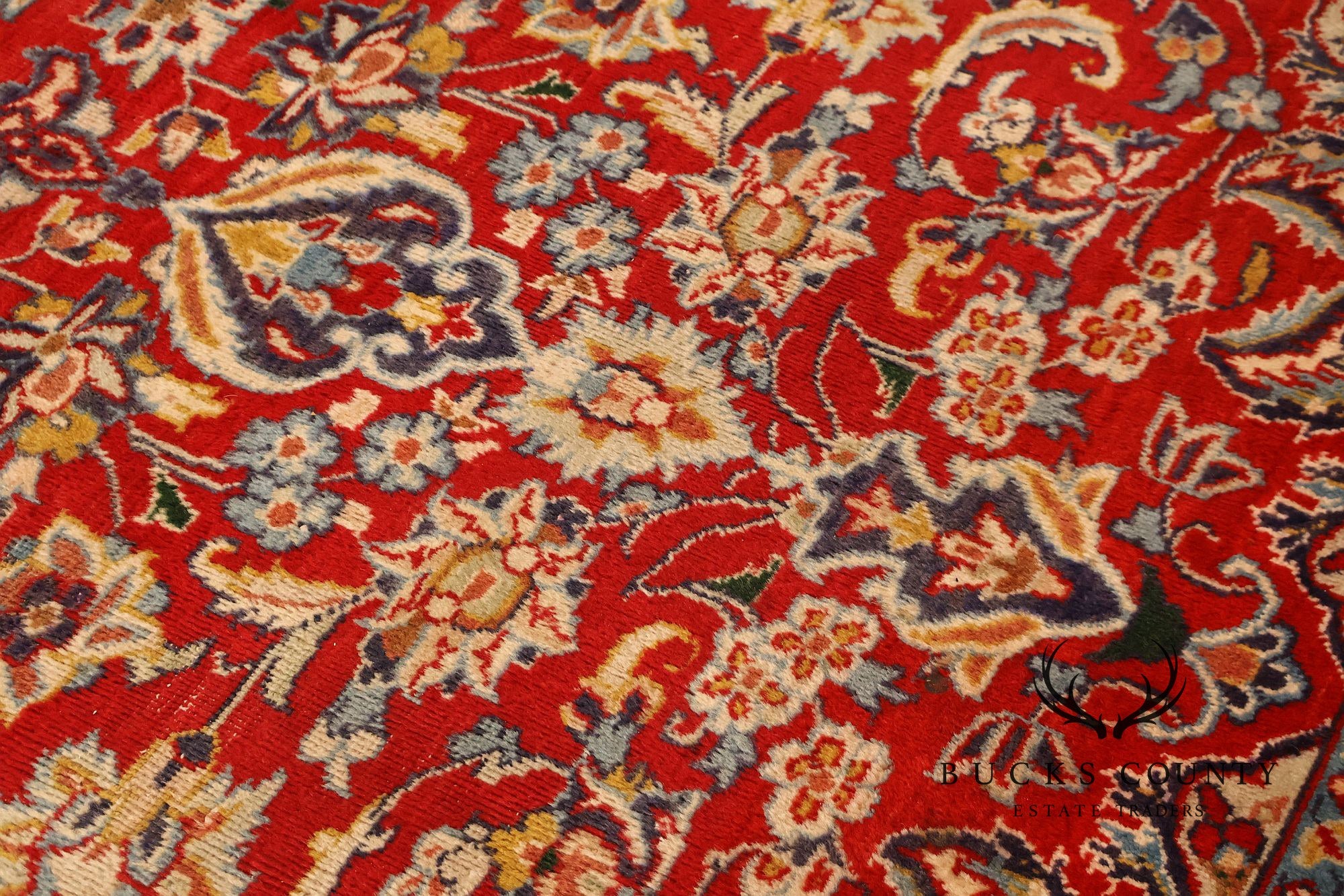 Hand Knotted Persian Style Vintage Wool Area Rug Red Field Floral Medallion