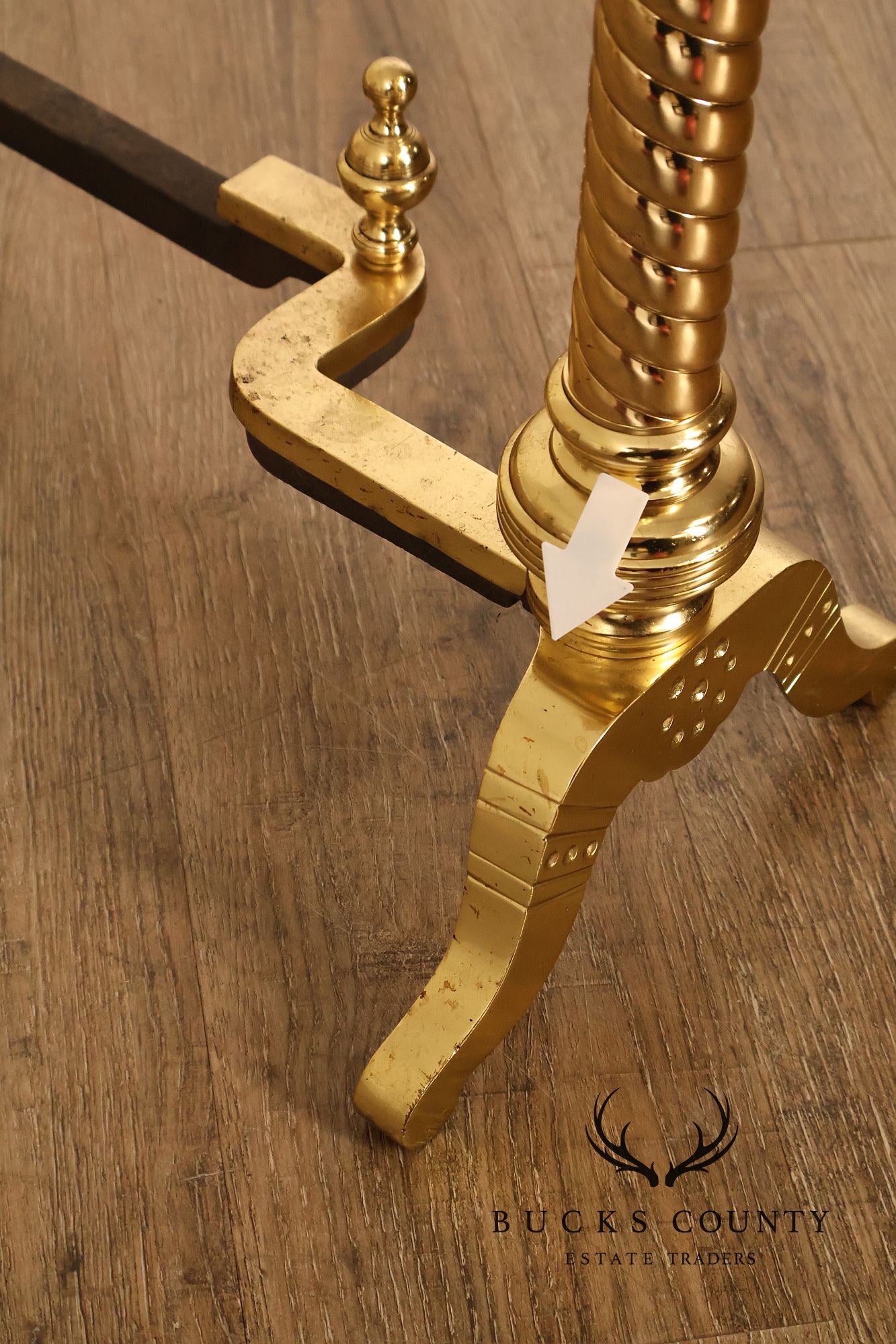 Georgian Style Pair of Polished Brass Fireplace Andirons