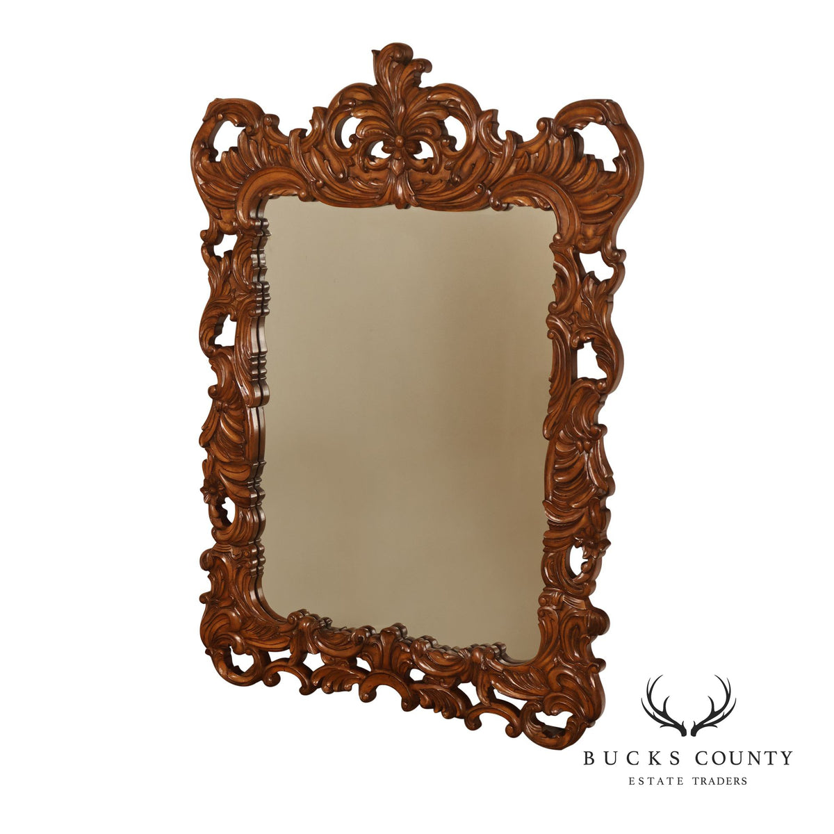 Large Hand Carved Baroque Style Wood Wall Mirror