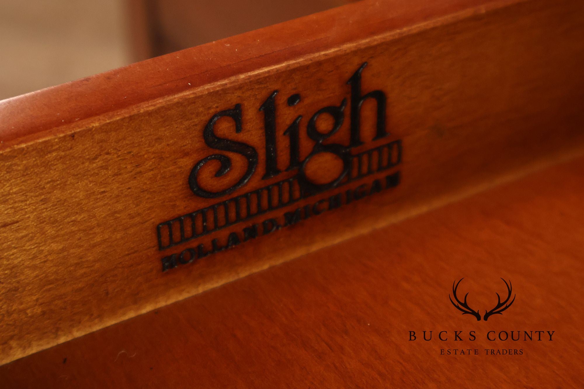 Sligh Leather Top Executive Pedestal Desk