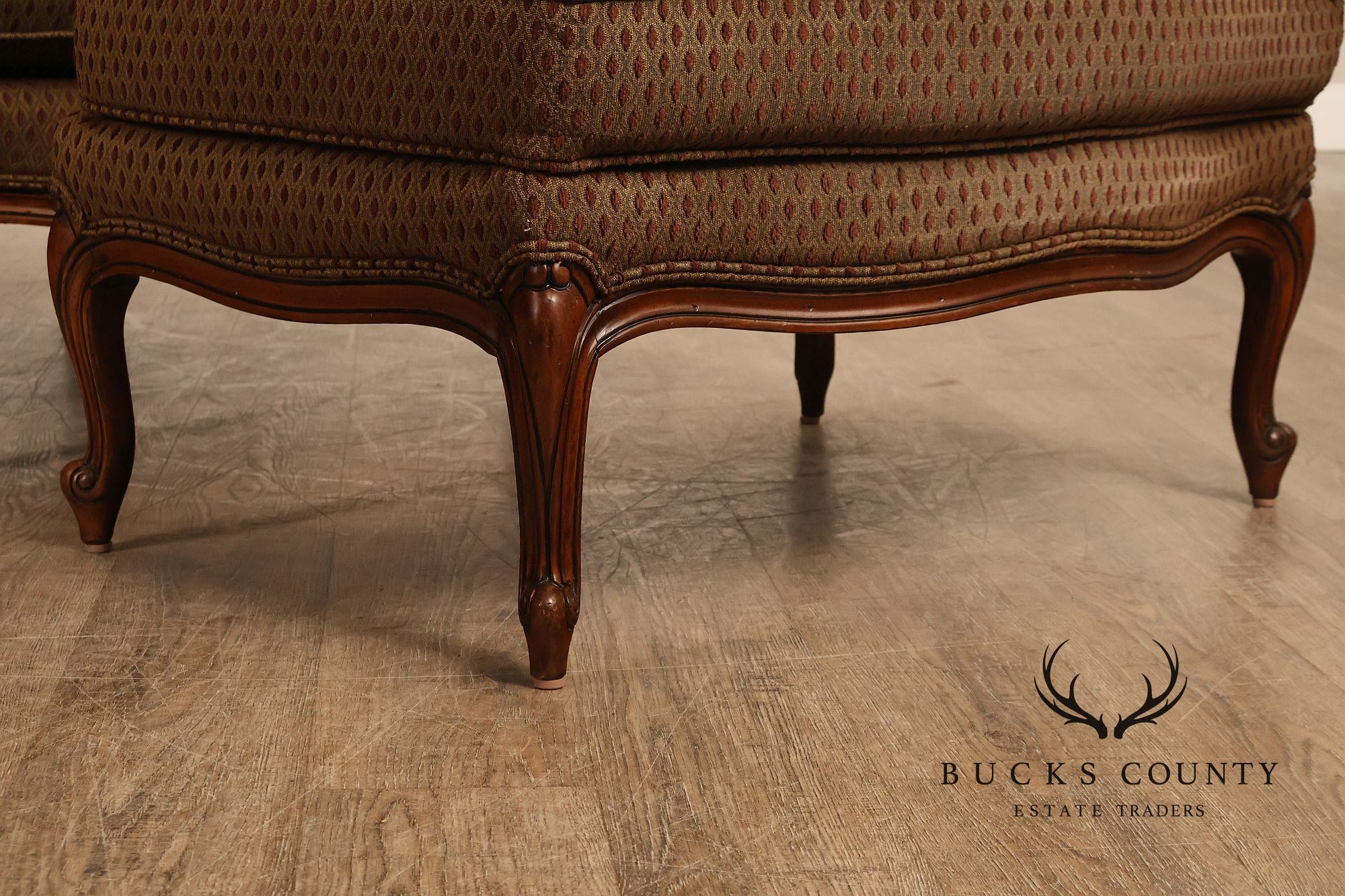 Ethan Allen French Louis XV Style 'Versailles' Armchair and Ottoman