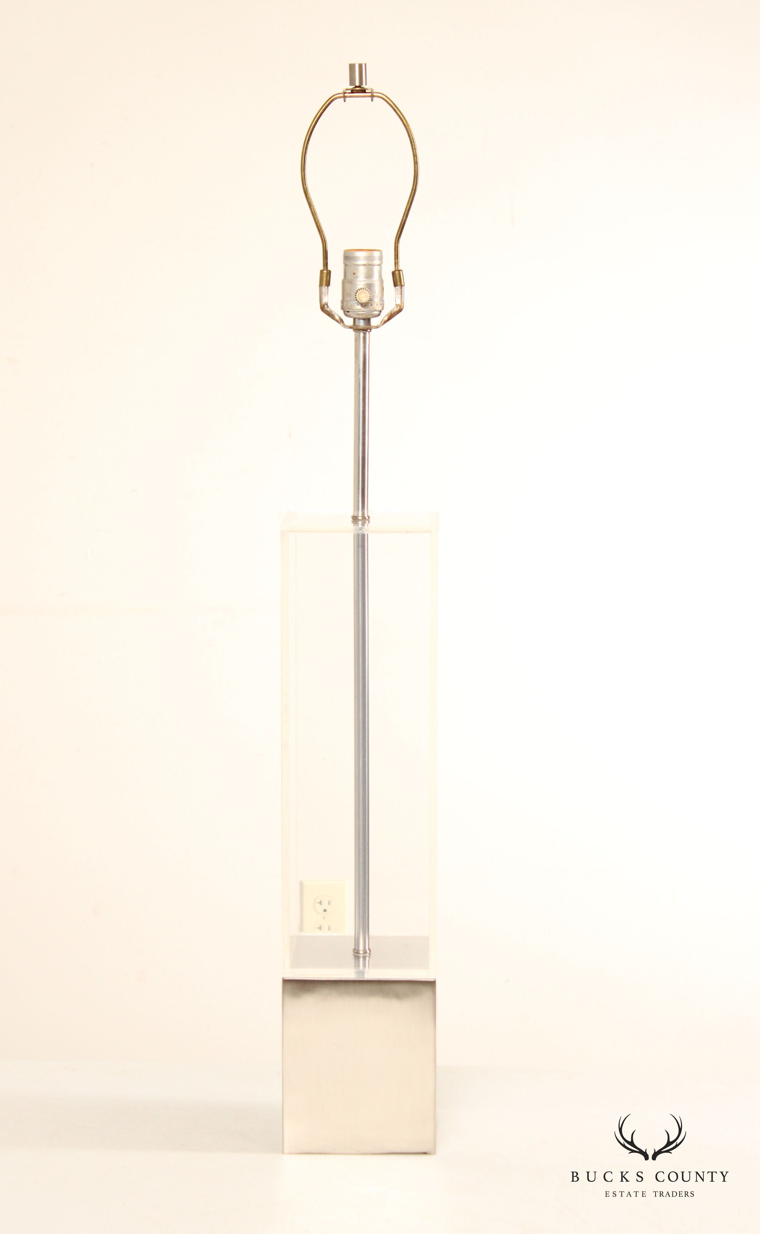 Mid Century Modern Pair Lucite Table Lamps