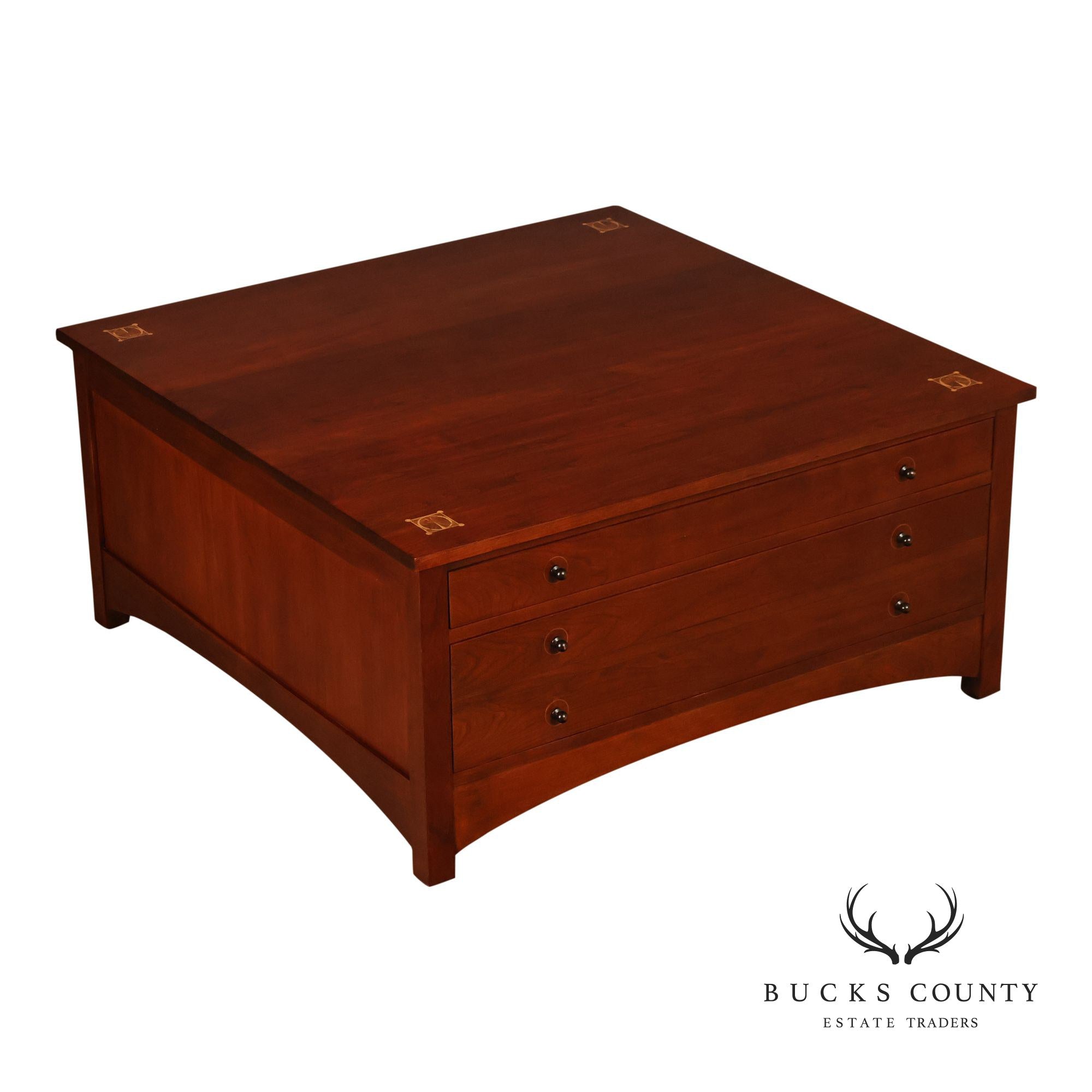 Stickley Harvey Ellis Square Cherry Storage Cocktail Table