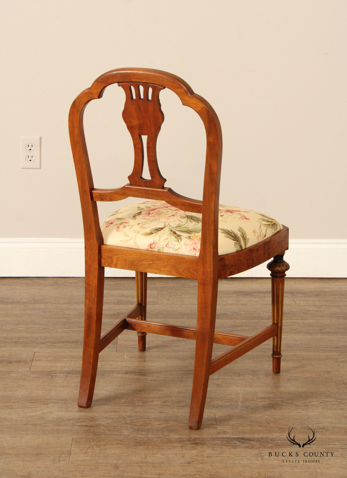Sligh 1930's French Louis XVI Style Pair of Partial Gilt Burlwood Side Chairs