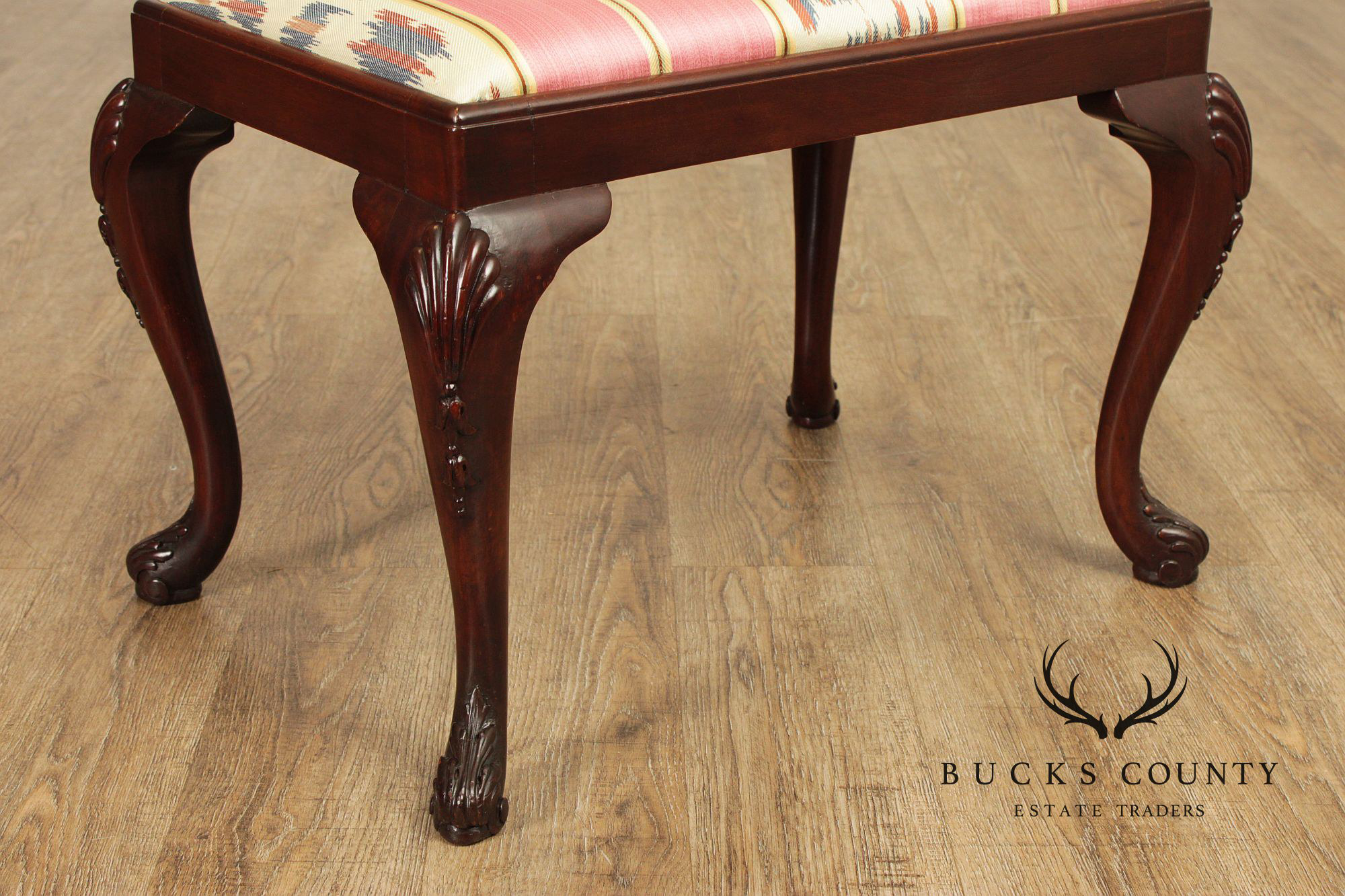 Georgian Style Carved Mahogany Stool