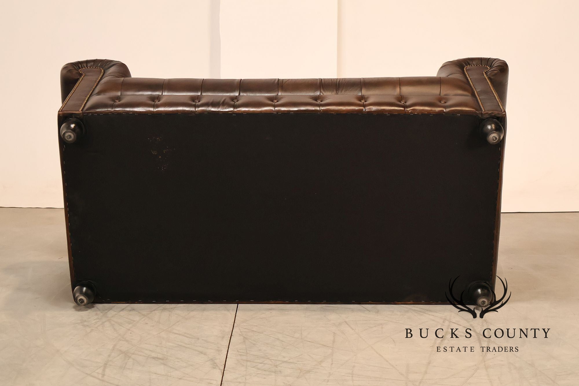 Chesterfield Style 6 Foot Dark Brown Tufted Leather Sofe