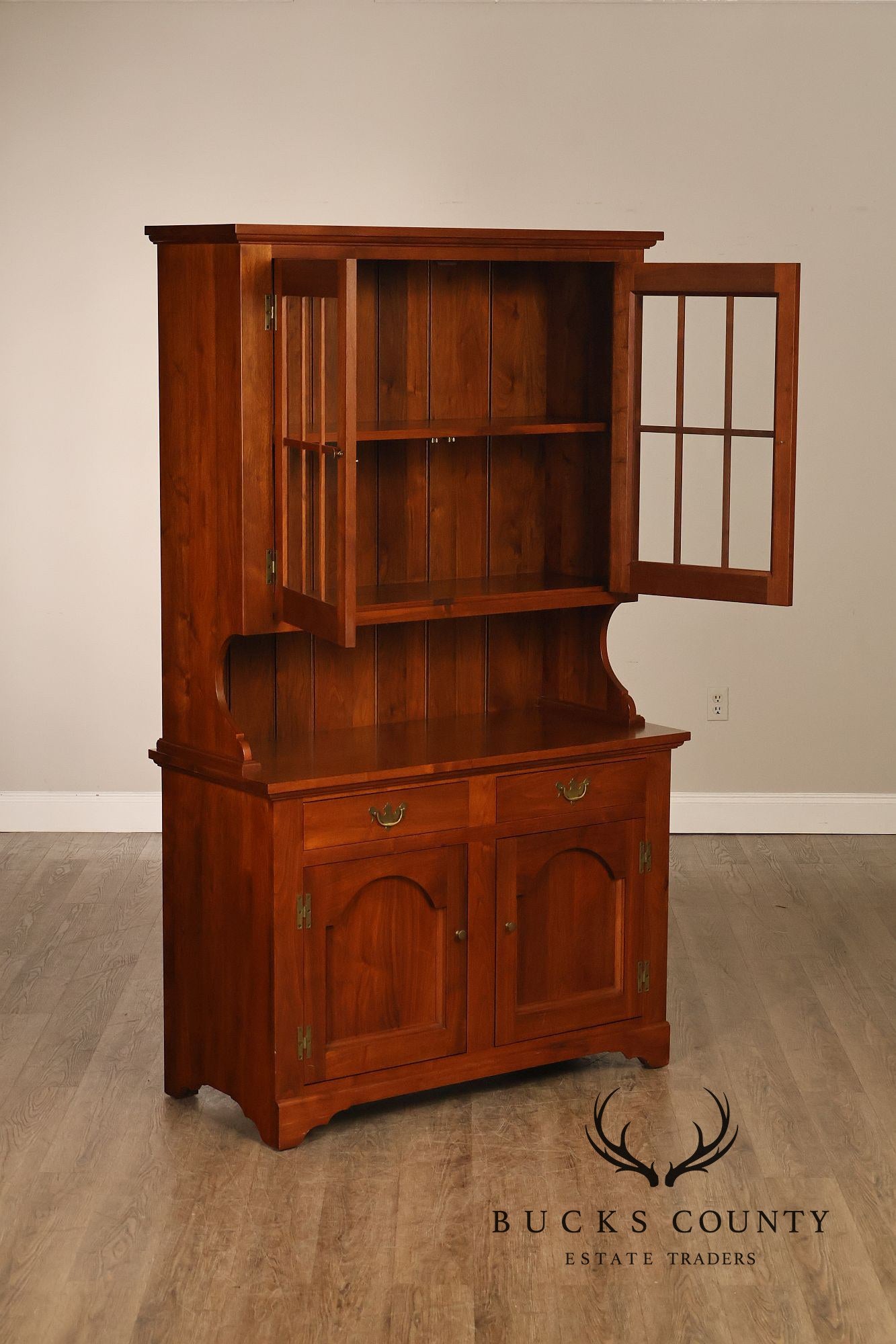 E.A. Clore Bench Made Solid Walnut Step Back Hutch