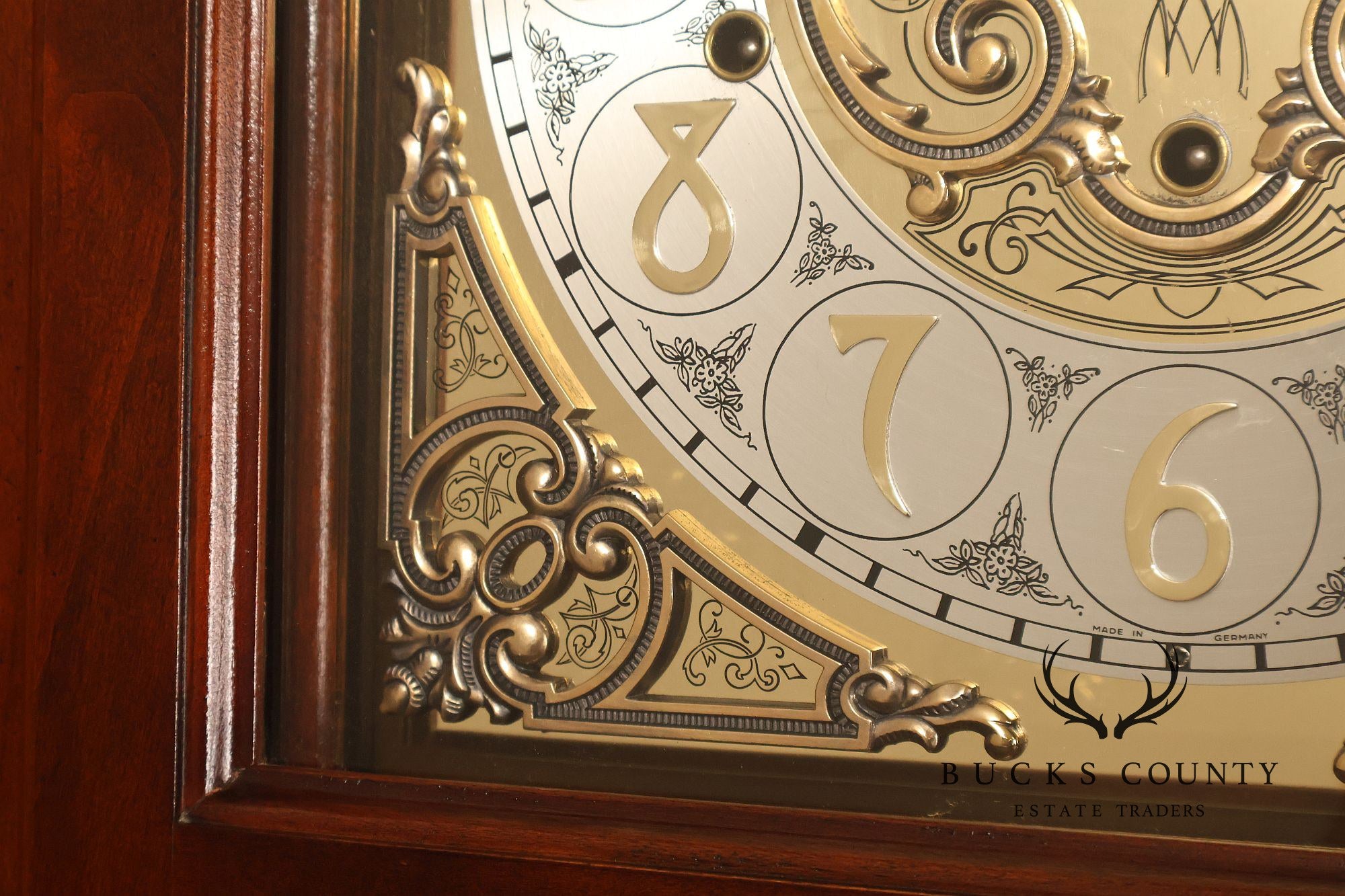 Sligh Mahogany Grandfather Clock With Moon Dial And Triple Chime Movement
