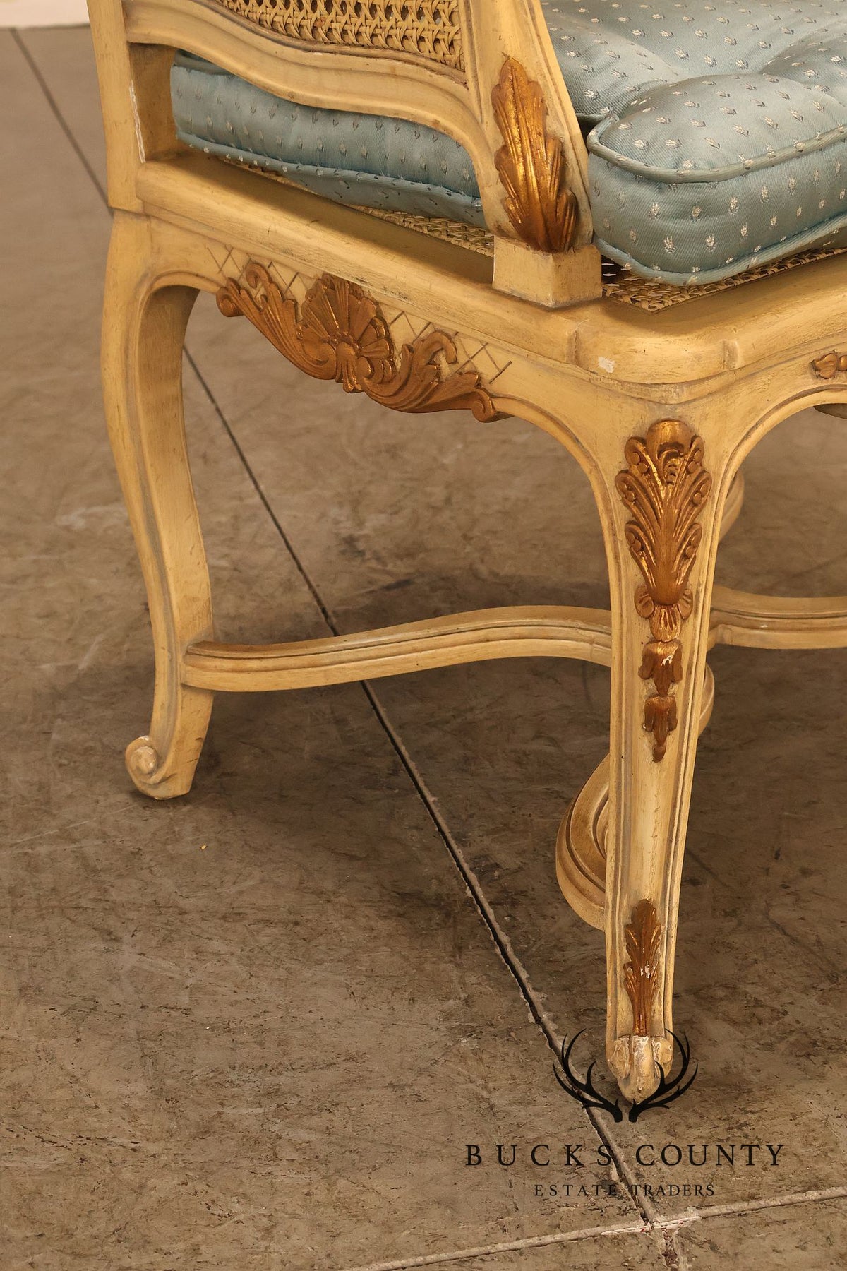French Regency Pair of Caned Bergere Armchairs