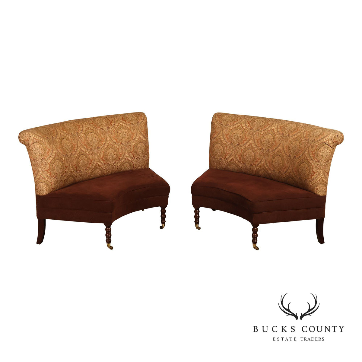 Traditional Pair of Curved Settees