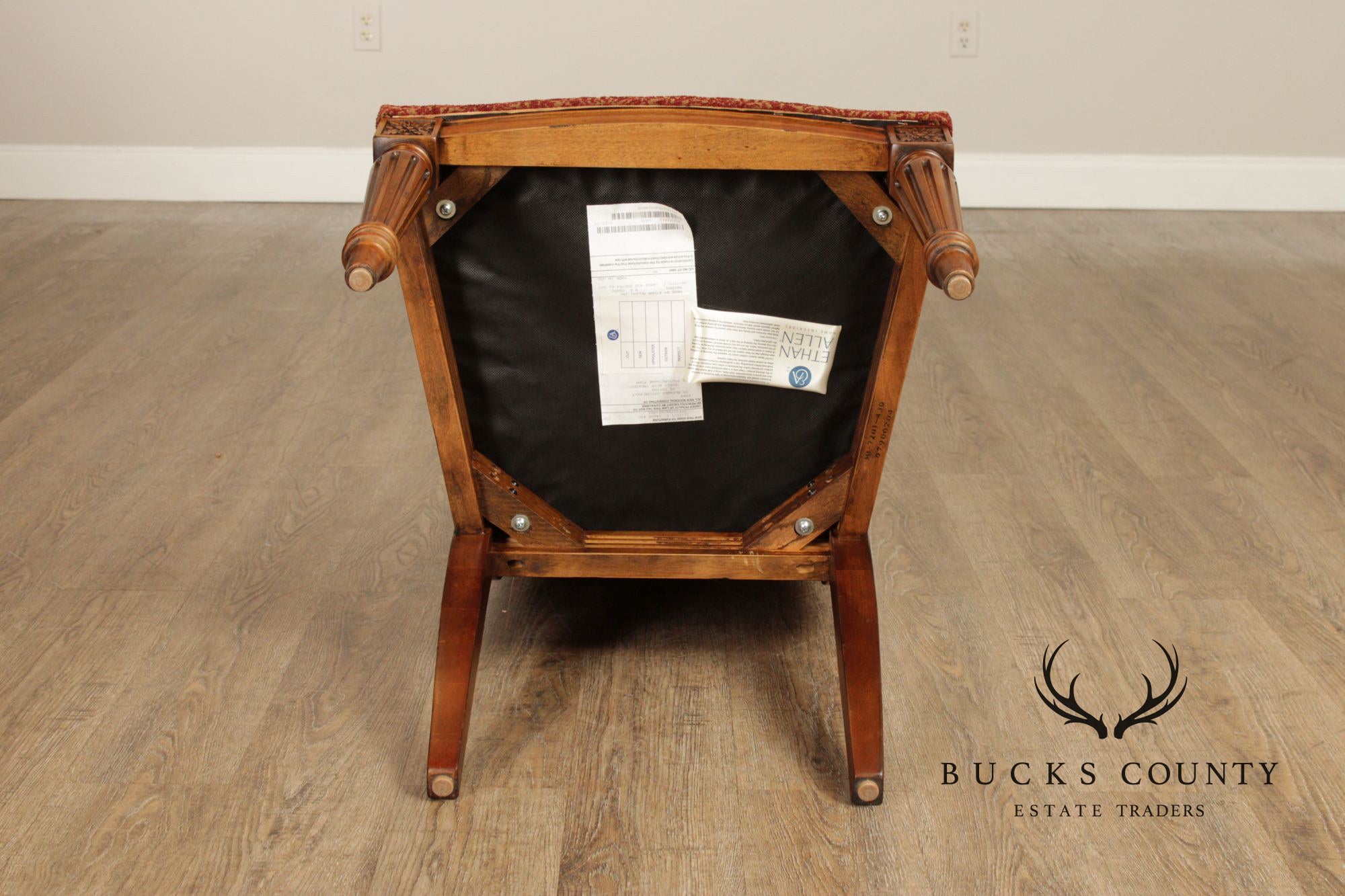 Ethan Allen 'Townhouse' Set of Six Carved Frame Upholstered Dining Chairs