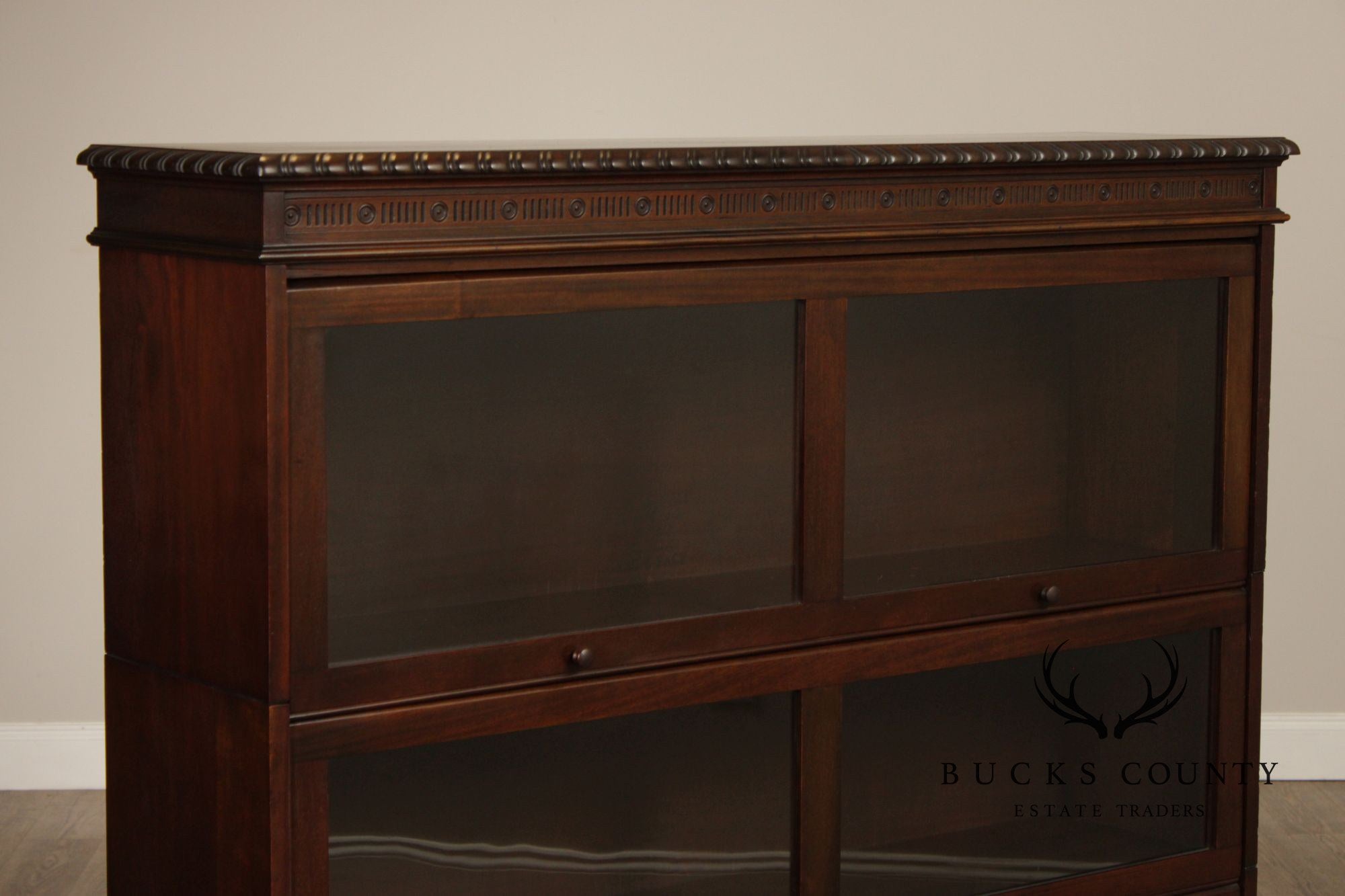 Grand Rapids Antique Mahogany Double Wide Three Stack Barrister Bookcase