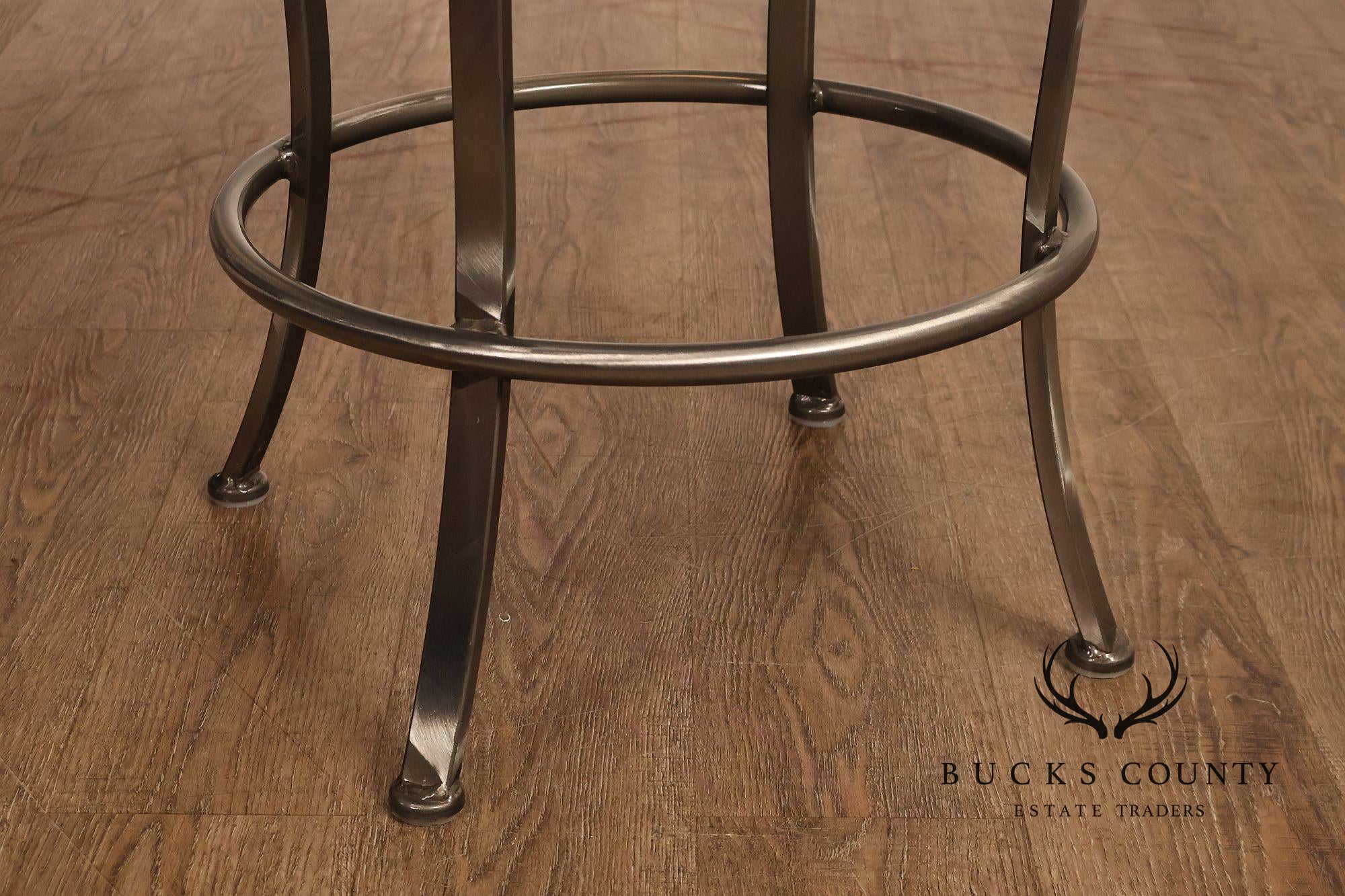 Shaver Howard Contemporary Set Of Three Brushed Steel Swivel Bar Stools