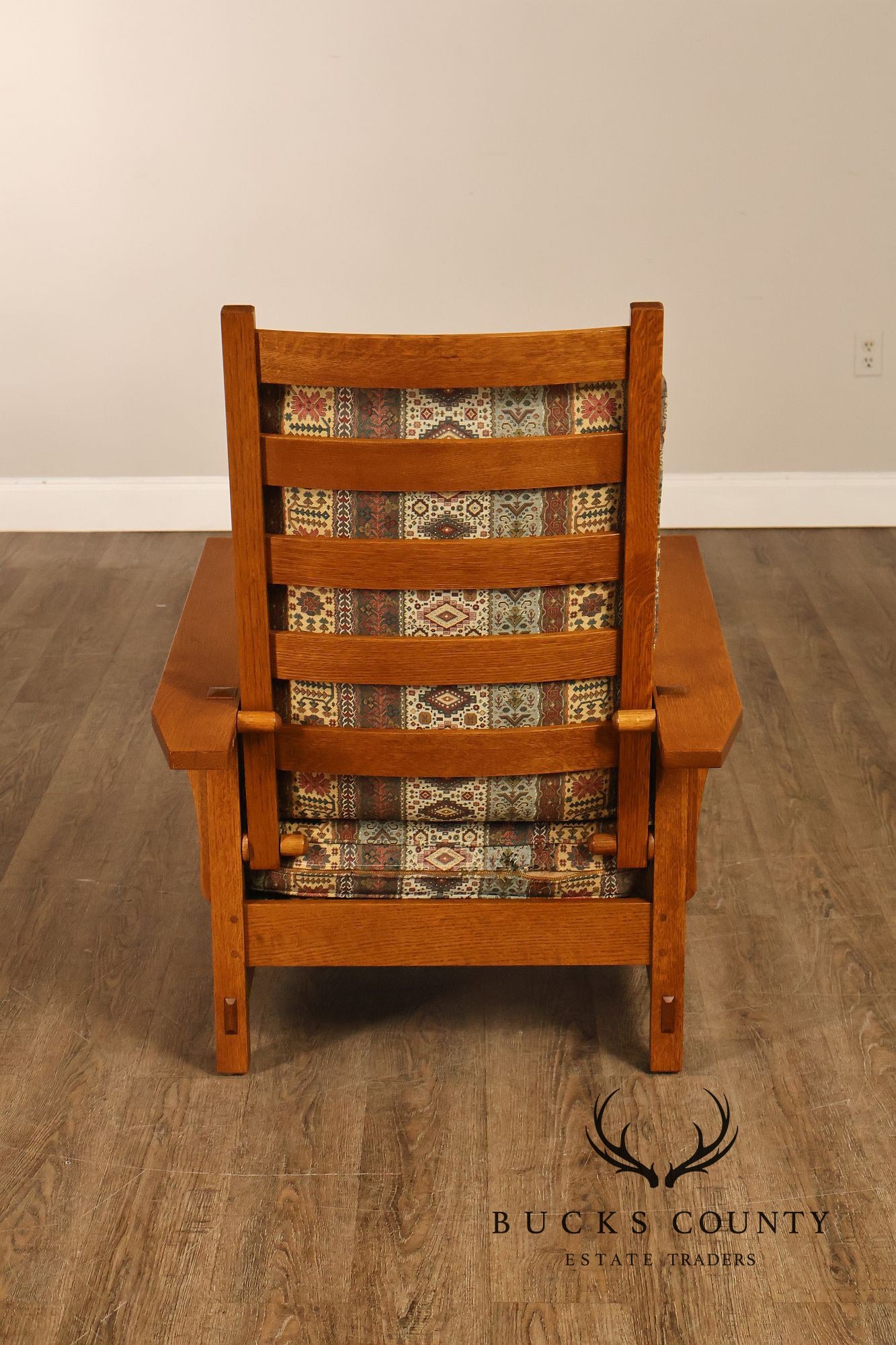 Stickley Mission Collection Oak Compact Morris Chair With Loose Cushions