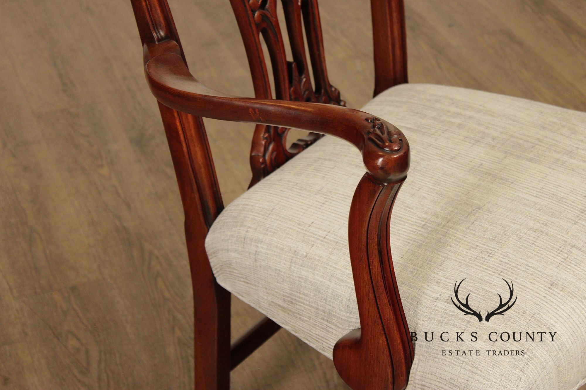 Chippendale Style Quality Set Of Eight Solid Mahogany Dining Chairs