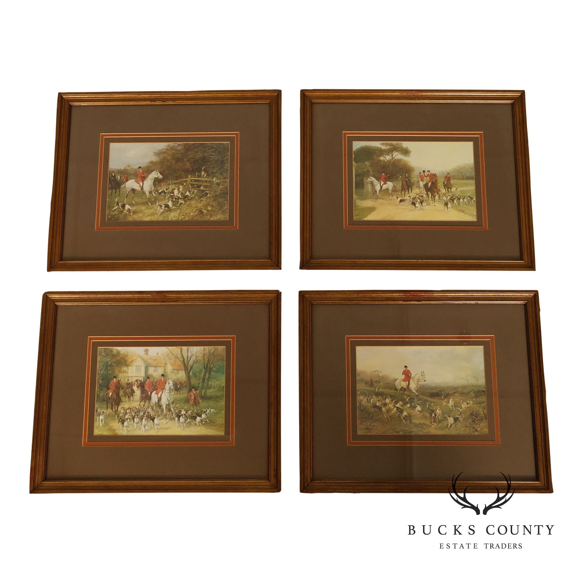 Set of Four Vintage Fox Hunt Scene Framed Prints