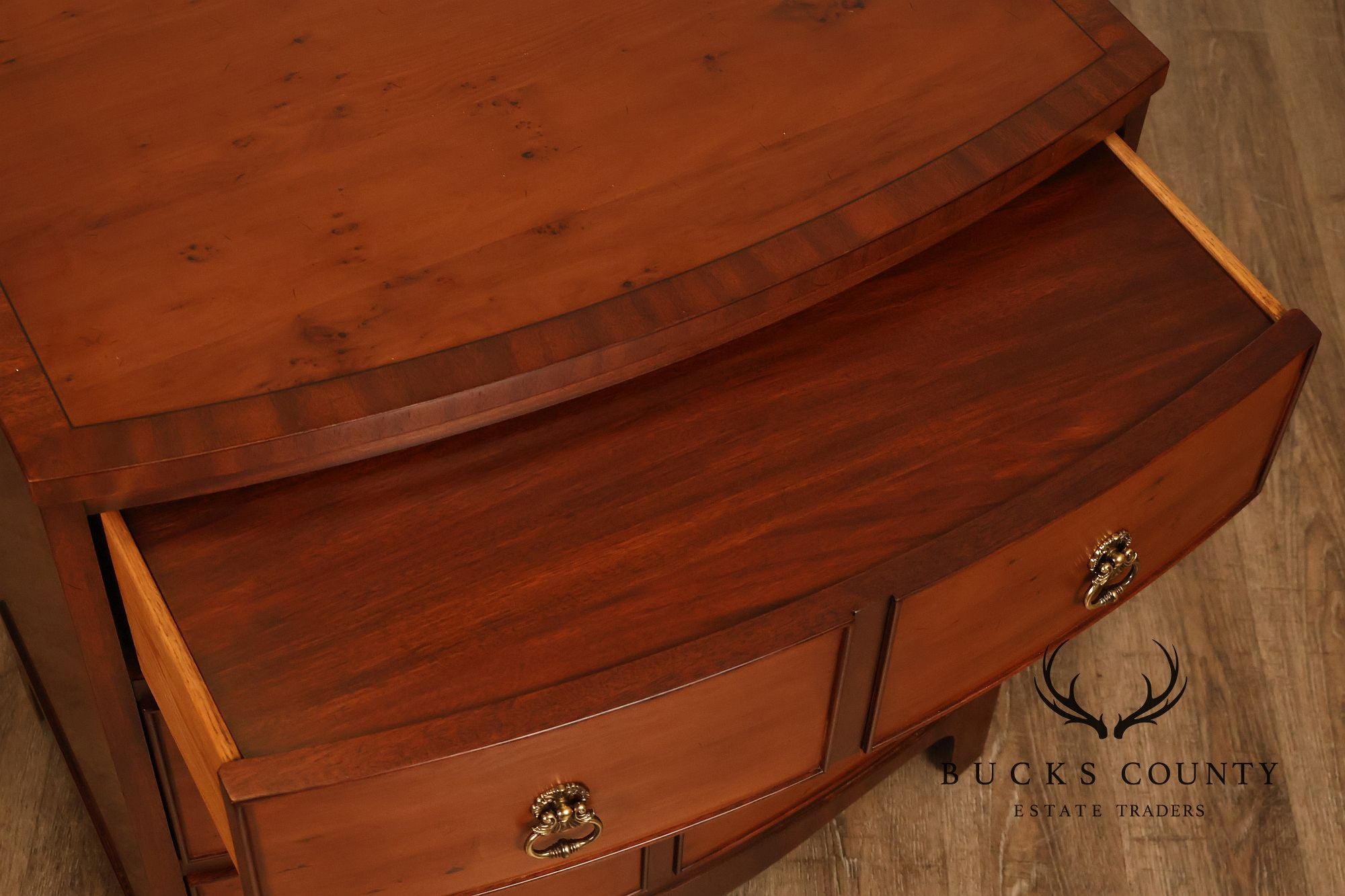 Henkel Harris Mahogany And Yew Wood Bow Front Chest Of Drawers