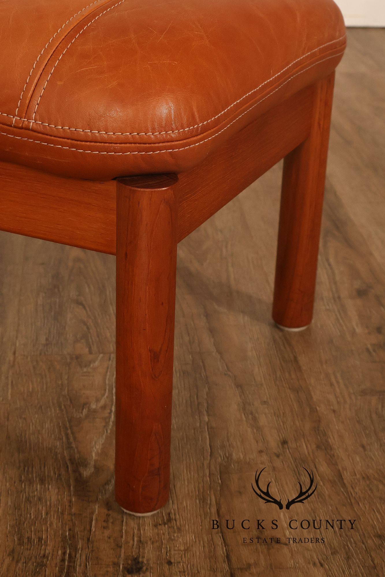 Thams Kvalitet Danish Modern Teak and Leather Ottoman