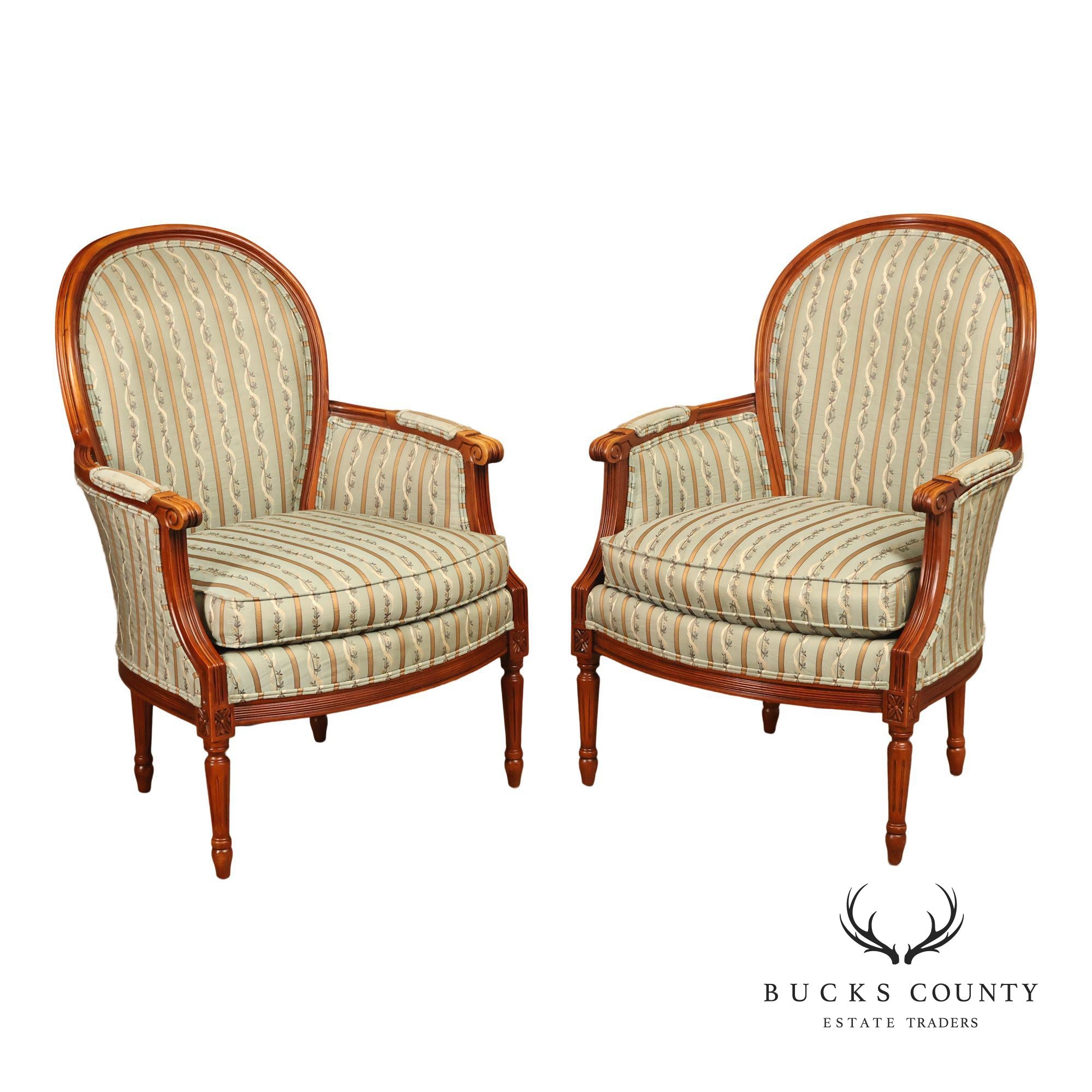 Harris Marcus French Louis XVI Style Pair of Bergere Armchairs