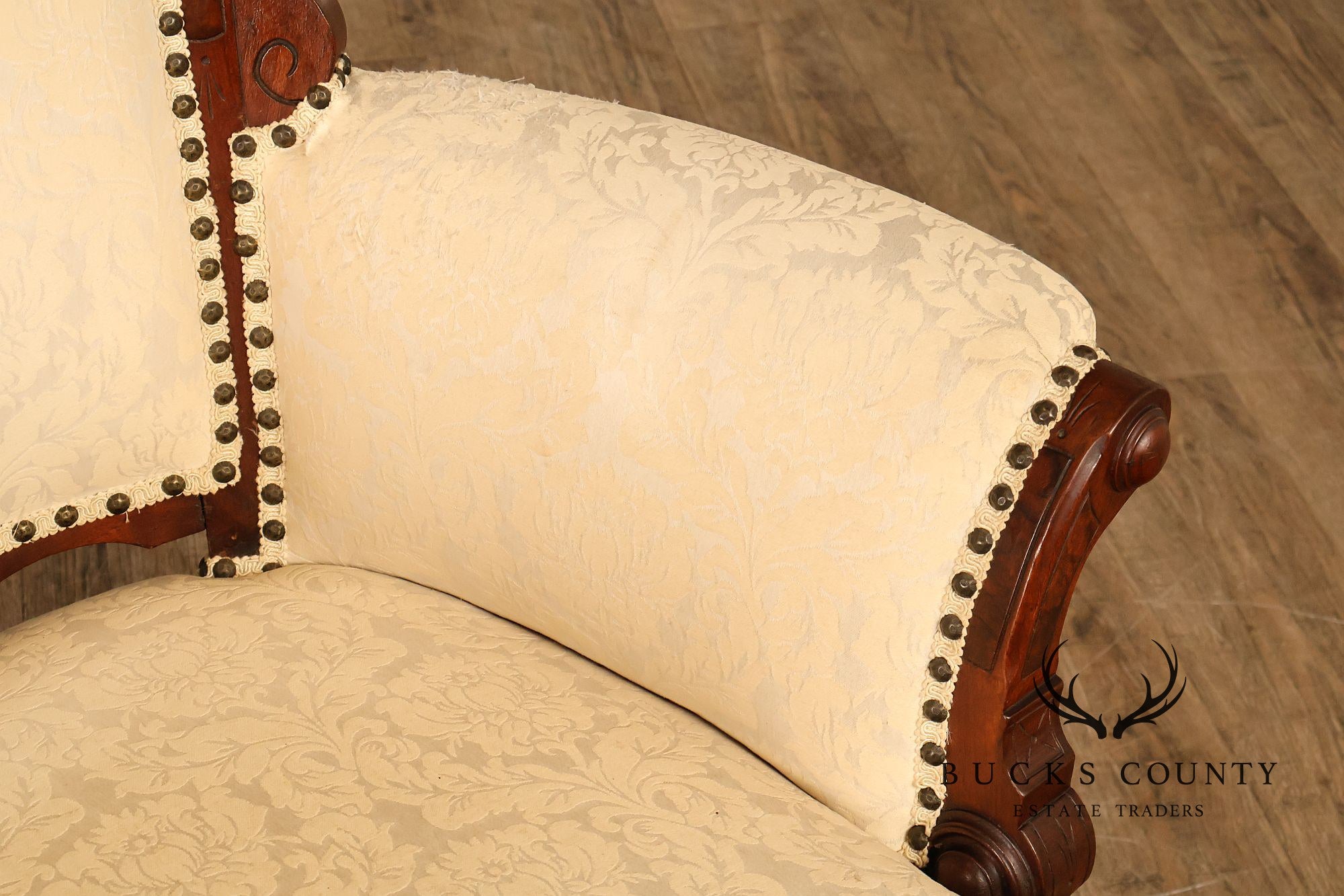 Antique Victorian Carved Walnut Parlor Armchair
