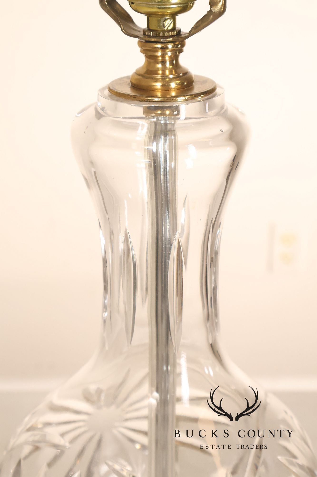 Pair Of Victorian Style Starburst Cut Crystal And Brass Table Lamps