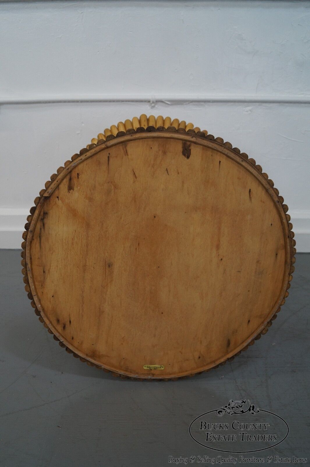 McGuire Sheaf of Wheat Bamboo Rattan Round Glass Top Coffee Table