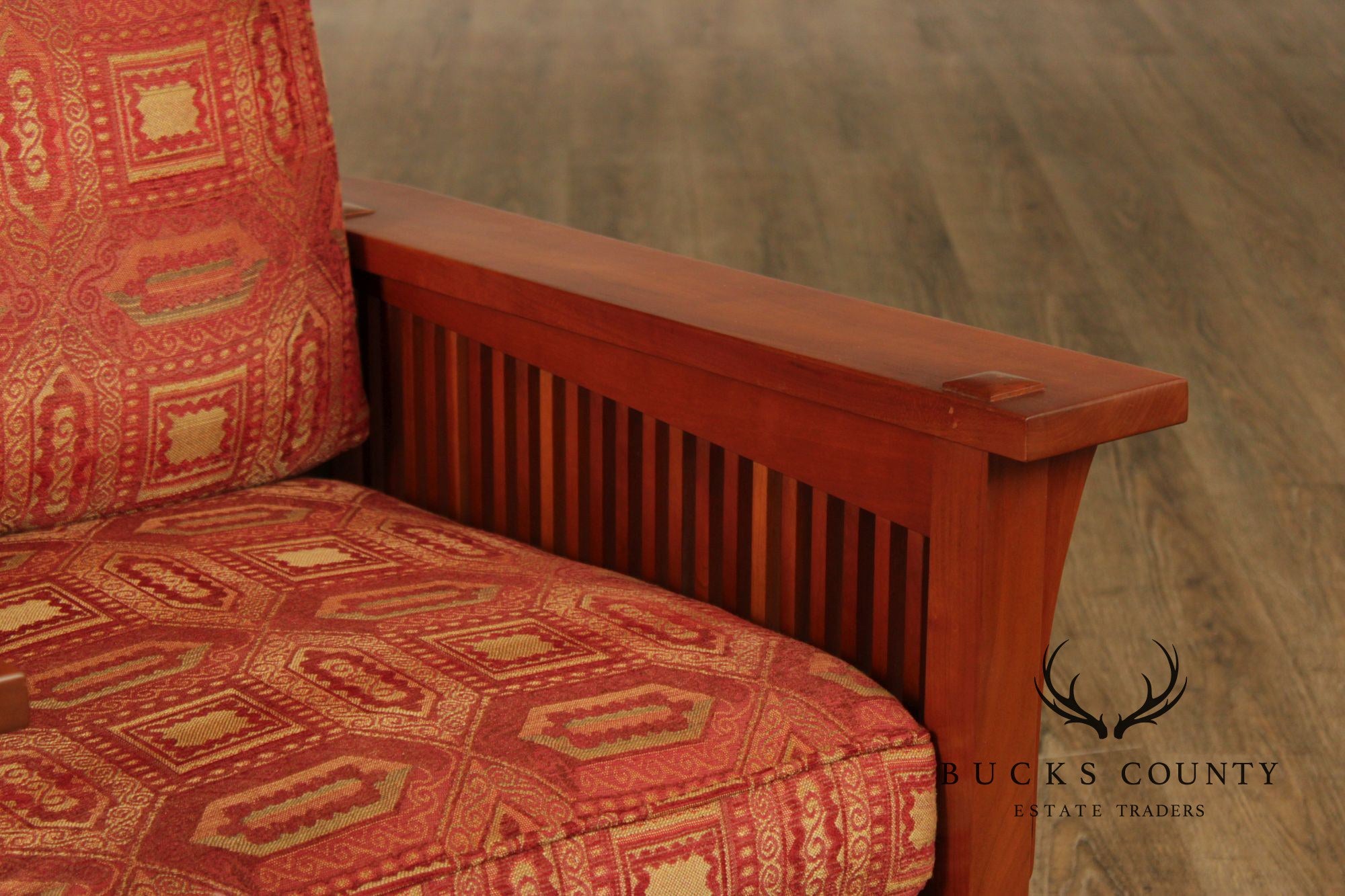 Stickley Mission Collection Cherry Compact Spindle Morris Chair And Ottoman