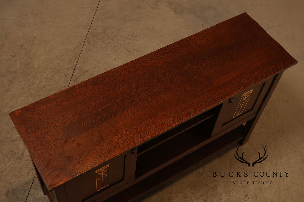 Stickley Meadowflower Collection Oak Inlaid Console Cabinet