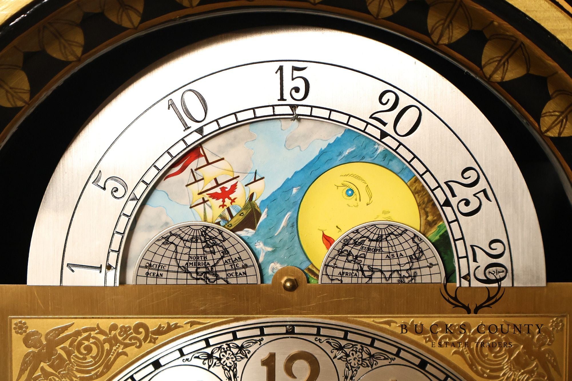 Hermle Chinoiserie Style Tall Case Grandfather Clock