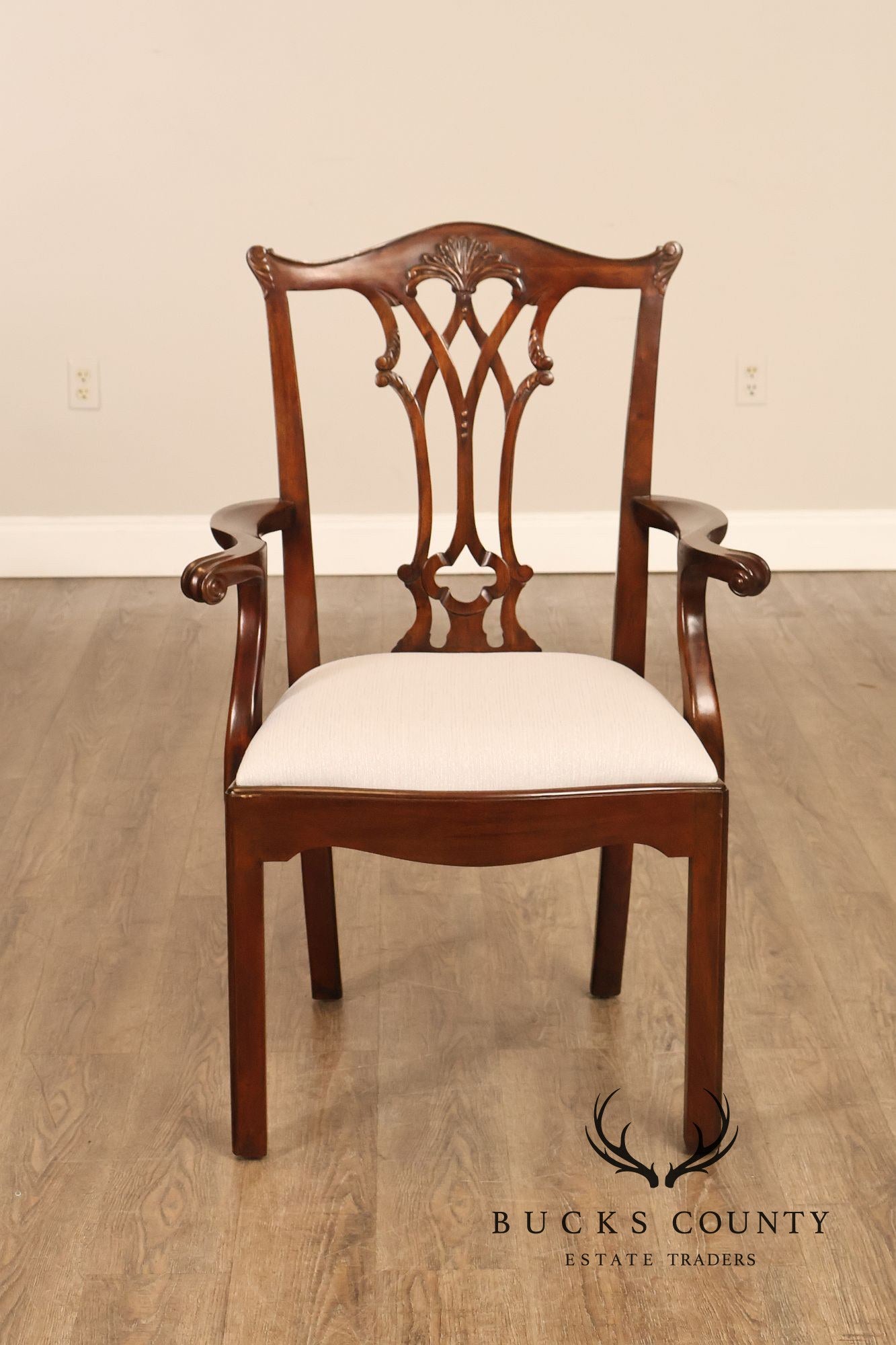Maitland Smith Chippendale Style Set of Ten Mahogany Dining Chairs