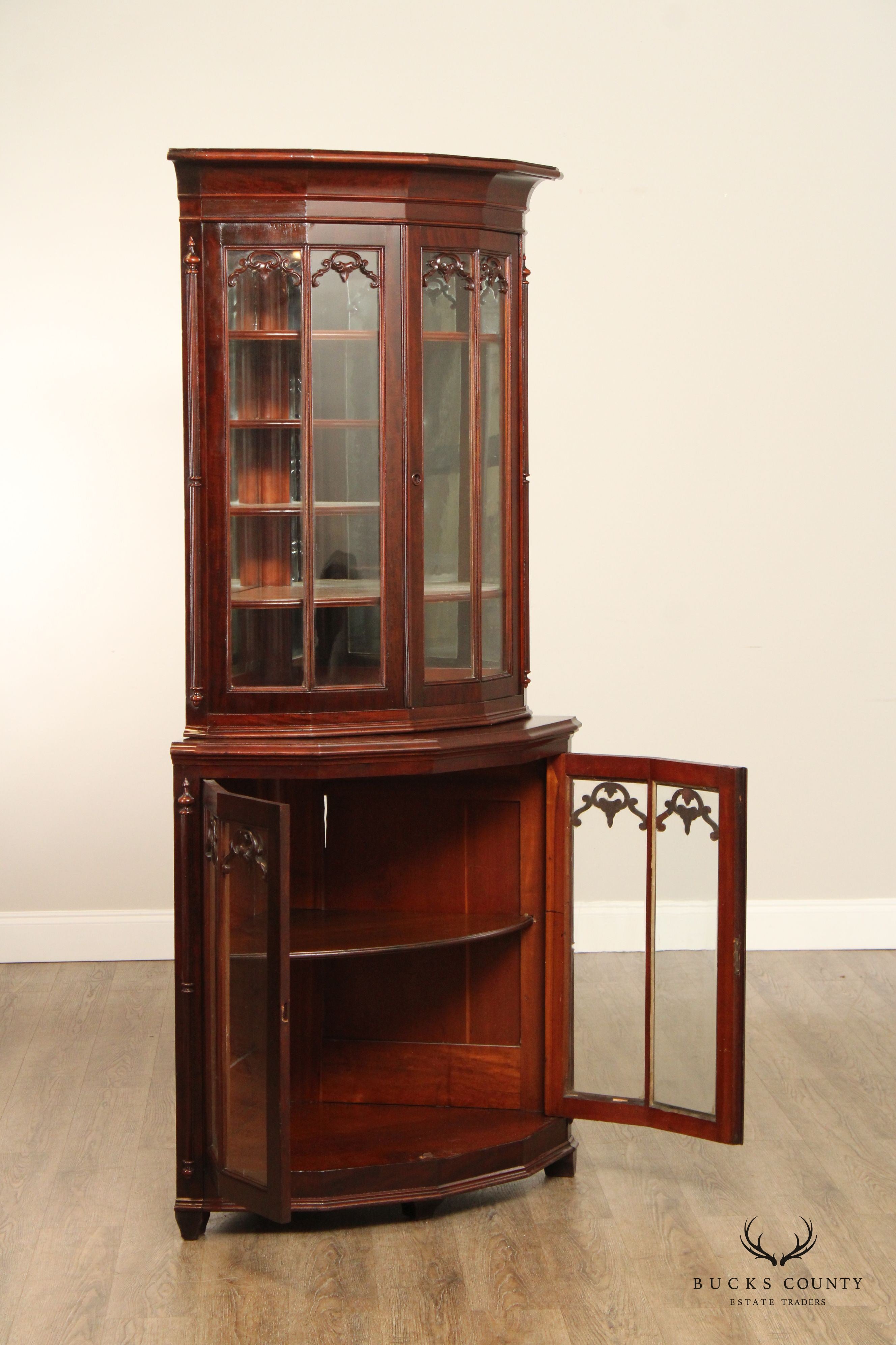 Mitchell & Rammelsberg Antique Victorian Carved Mahogany Corner Cabinet