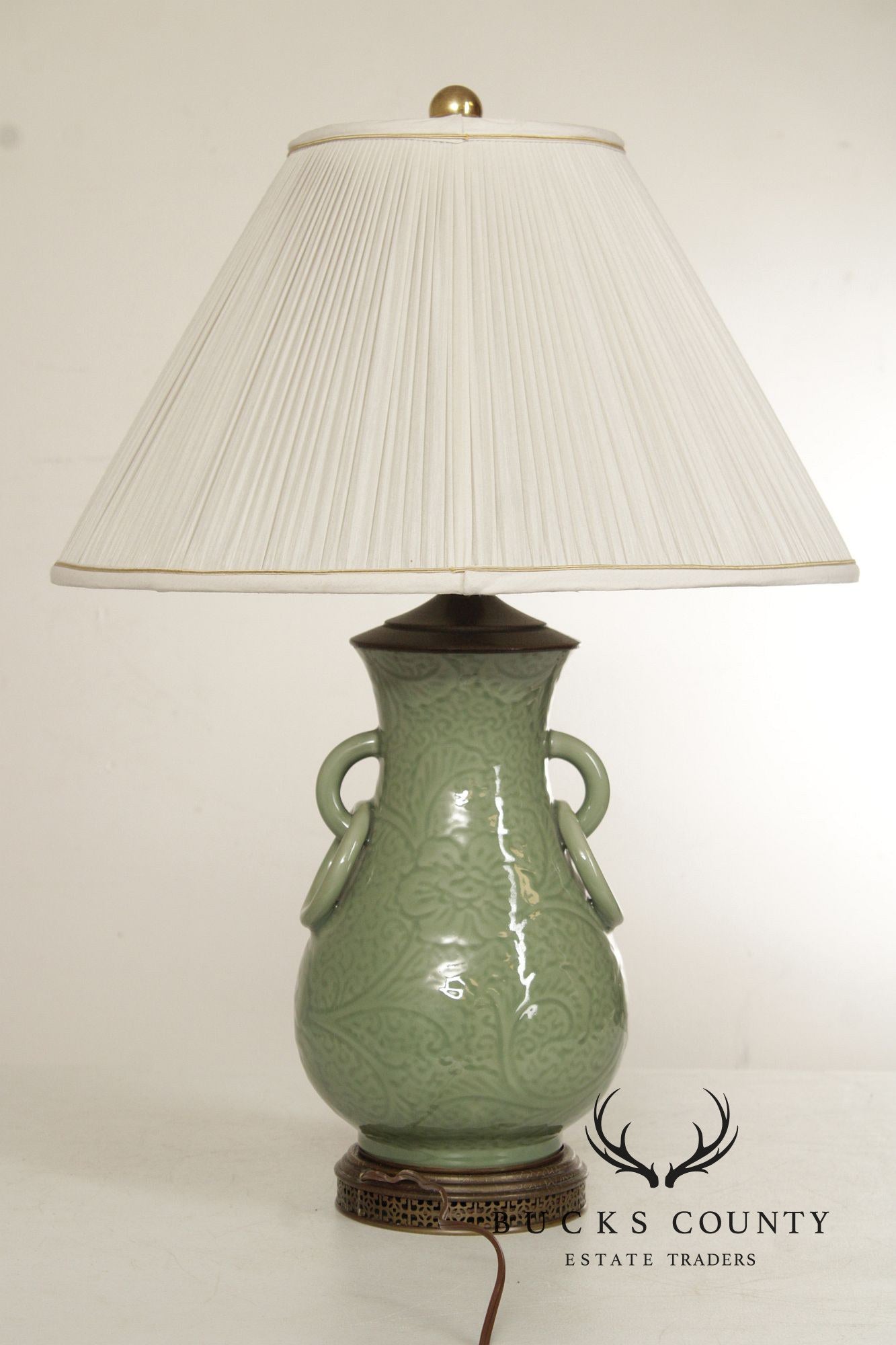 Asian Style Celadon Glazed Table Lamp