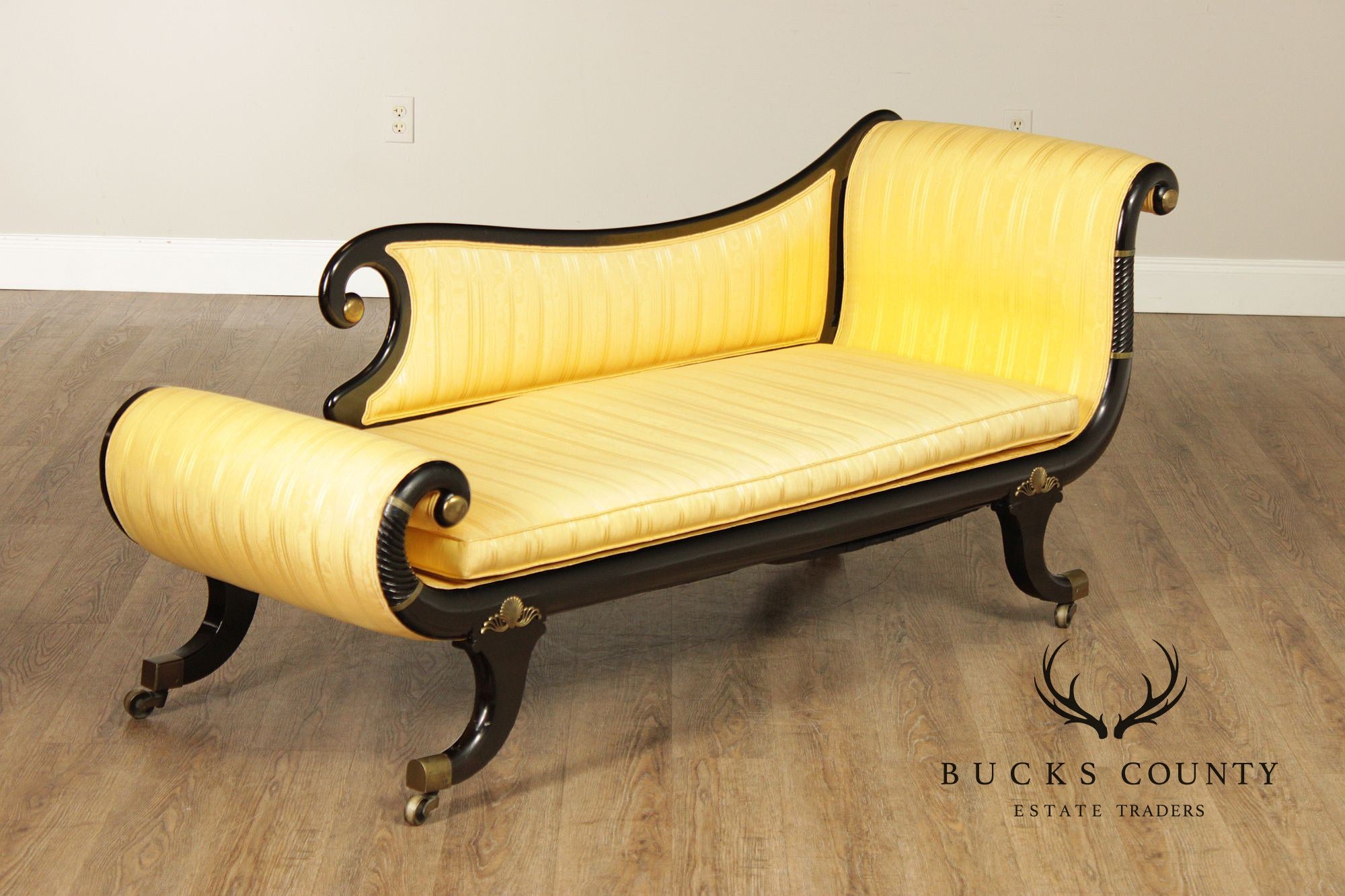 English Regency Style Ebonized Recamier Chaise Lounge
