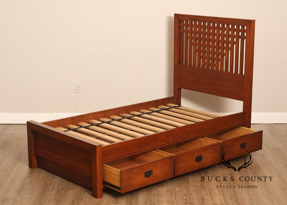 Stickley Antiquities Collection Mission Oak Twin Storage Bed